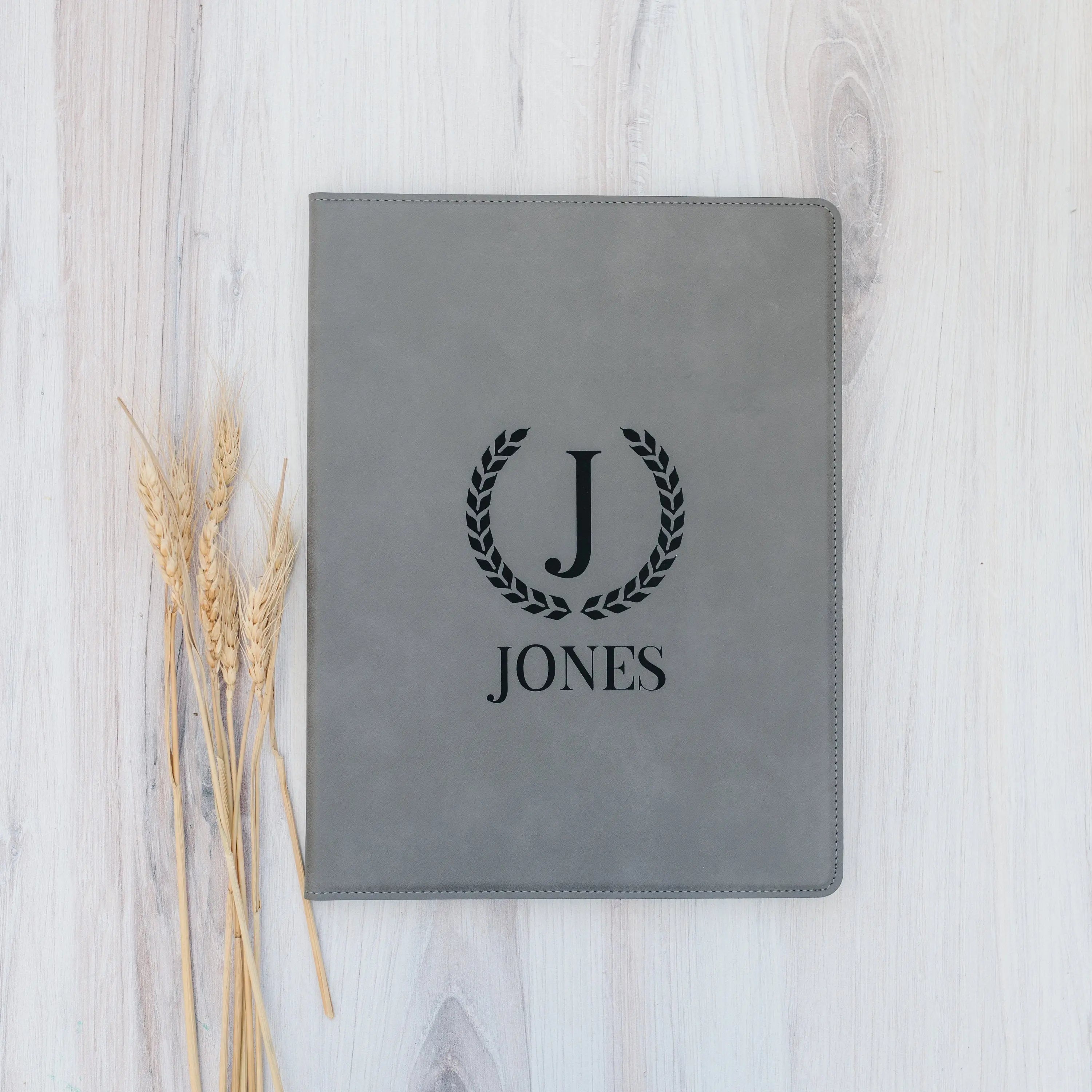 Monogram Legal Pad, Faux Leather Portfolio, Engraved, 9.5x12, 7x9