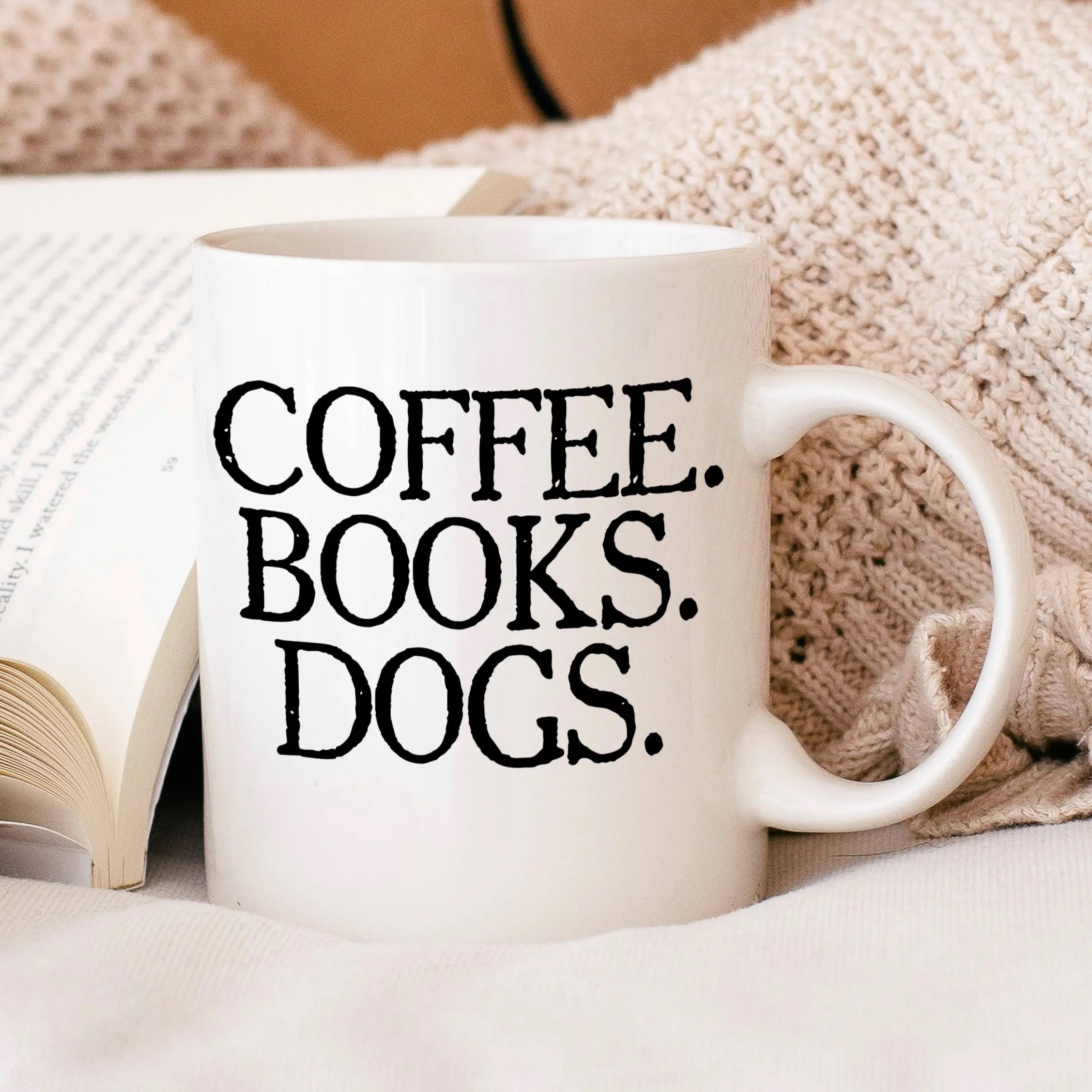 Coffee Books Dogs Mug - gifts for book lovers - 11 oz 15 oz Ceramic Mug - dog lover gift - dog mug - dog mom mug - book lover gift