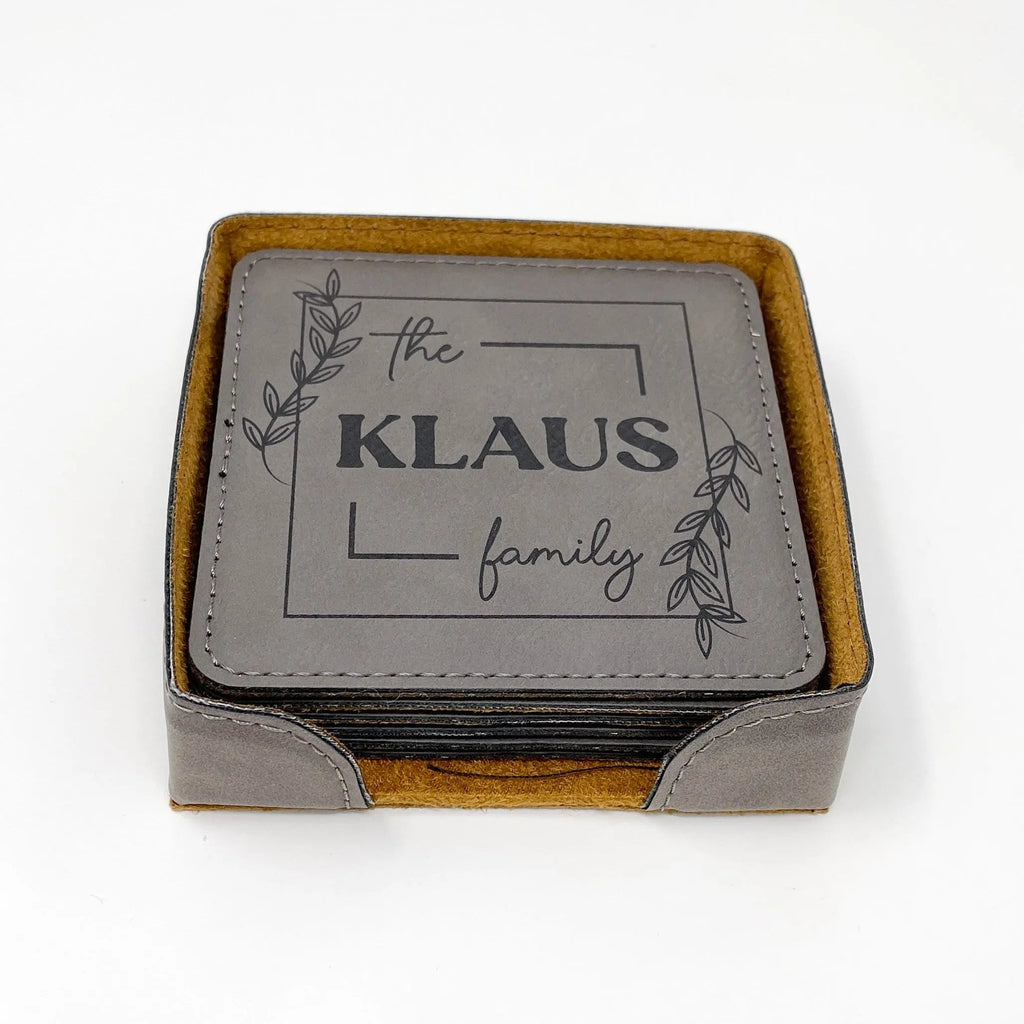 Personalized Coaster set with holder, Set of 6 custom coasters, Wedding Gift customized coasters, Personalized Gift, housewarming gift