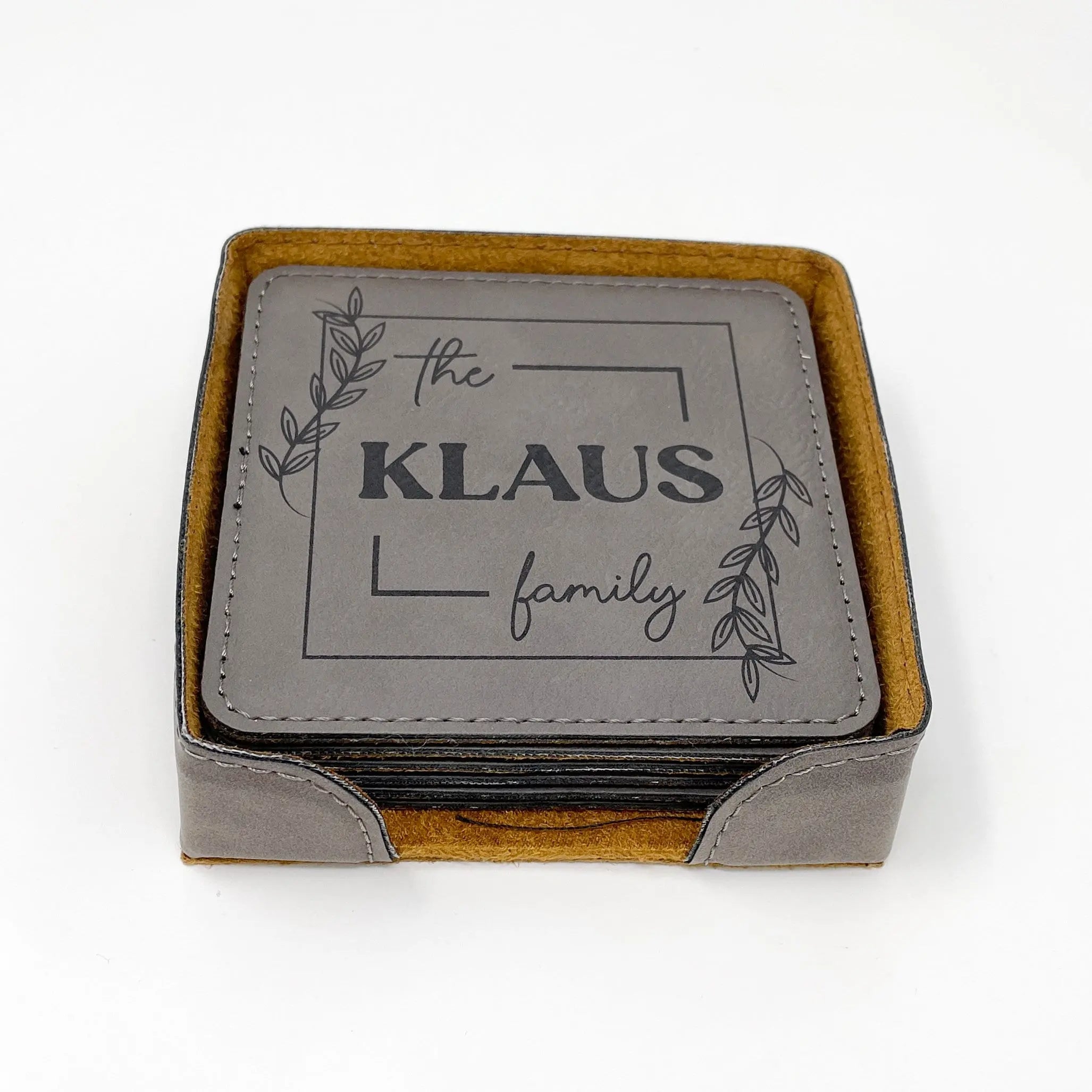 Personalized Coaster set with holder, Set of 6 custom coasters, Wedding Gift customized coasters, Personalized Gift, housewarming gift