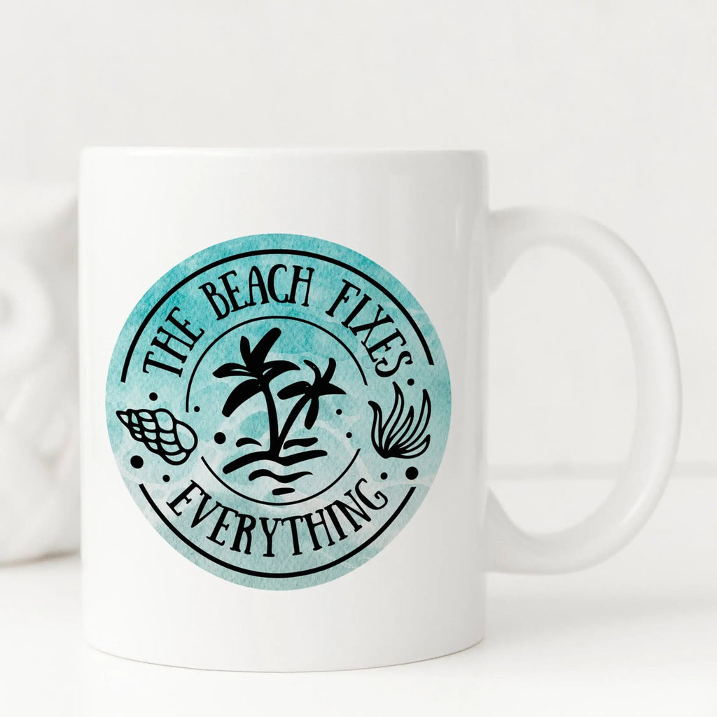 Beach Coffee Mug - Durable Ceramic Ocean Decor Mug | Large Dishwasher Safe Cup
