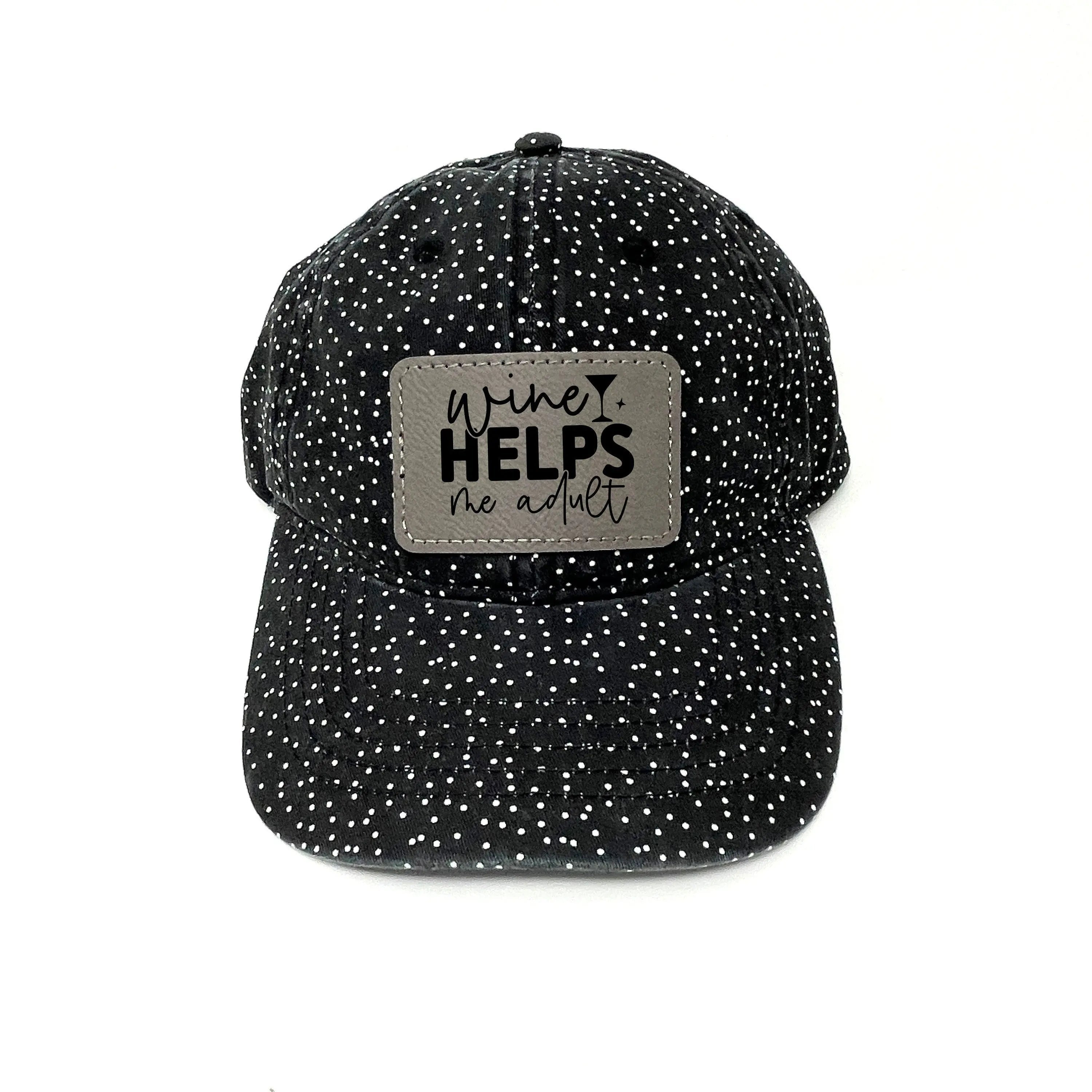 Cute Wine Hats – Leather Patch Baseball Cap for Women, Ponytail Opening, Perfect Wine Gift