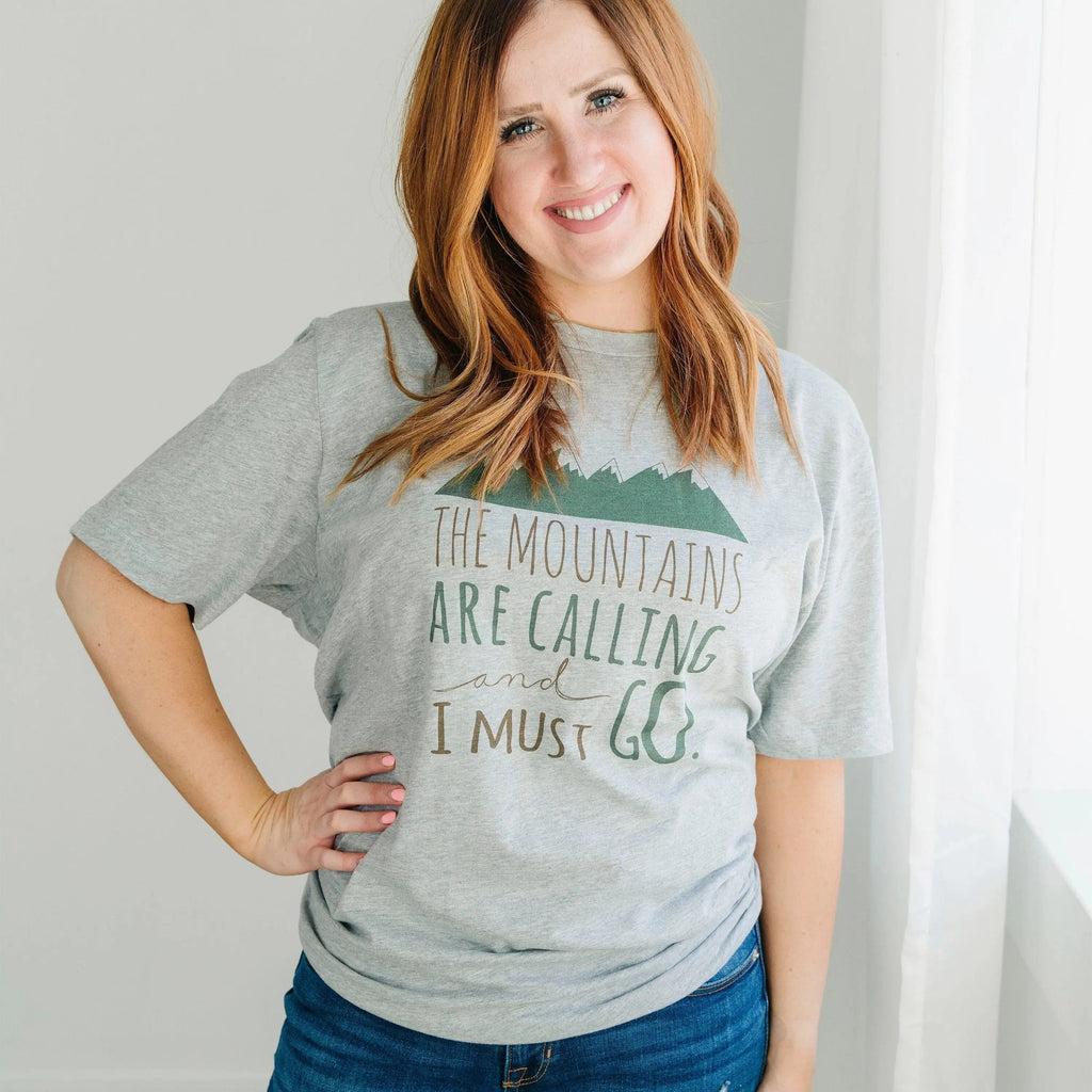 Hiking Tshirt, The Mountains are Calling and I must Go Shirt, camping shirt, graphic tshirt