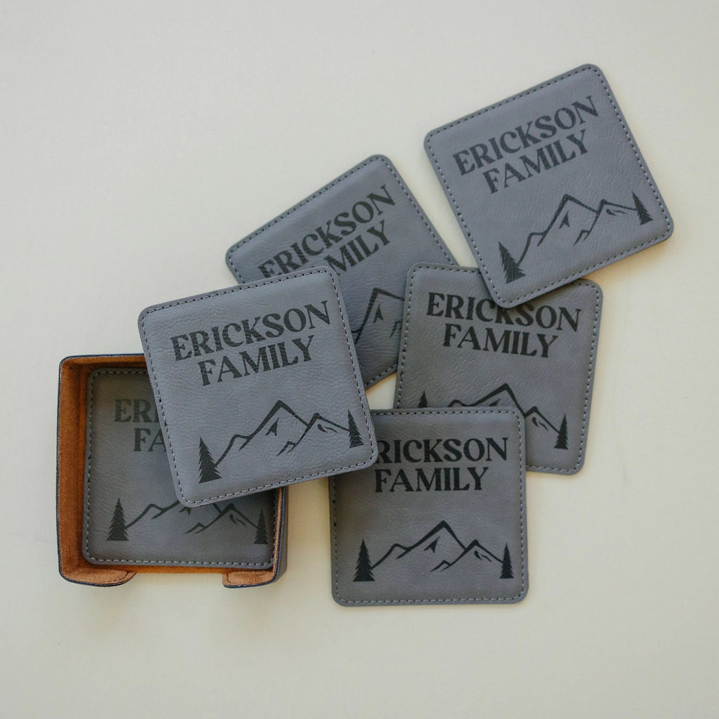 Wedding Gift | Custom Coaster Set | Bridal Shower Gift | Personalized Wedding Gift For Couple | Housewarming Gift | Set Of 6