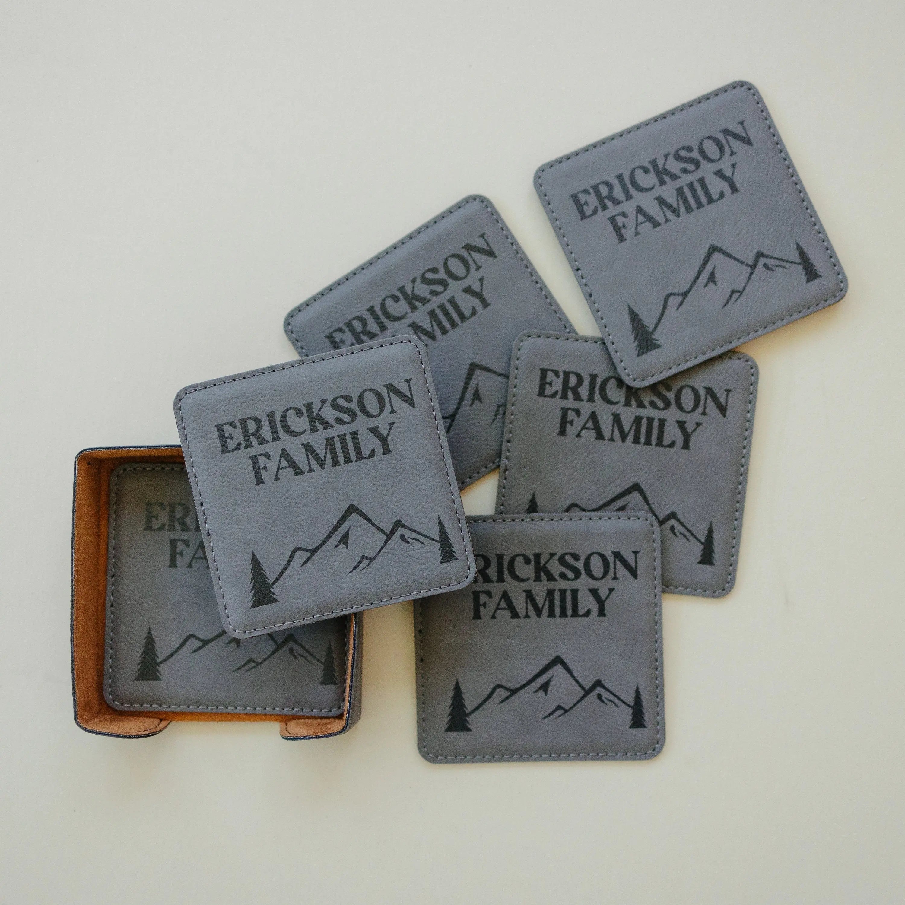 Wedding Gift | Custom Coaster Set | Bridal Shower Gift | Personalized Wedding Gift For Couple | Housewarming Gift | Set Of 6
