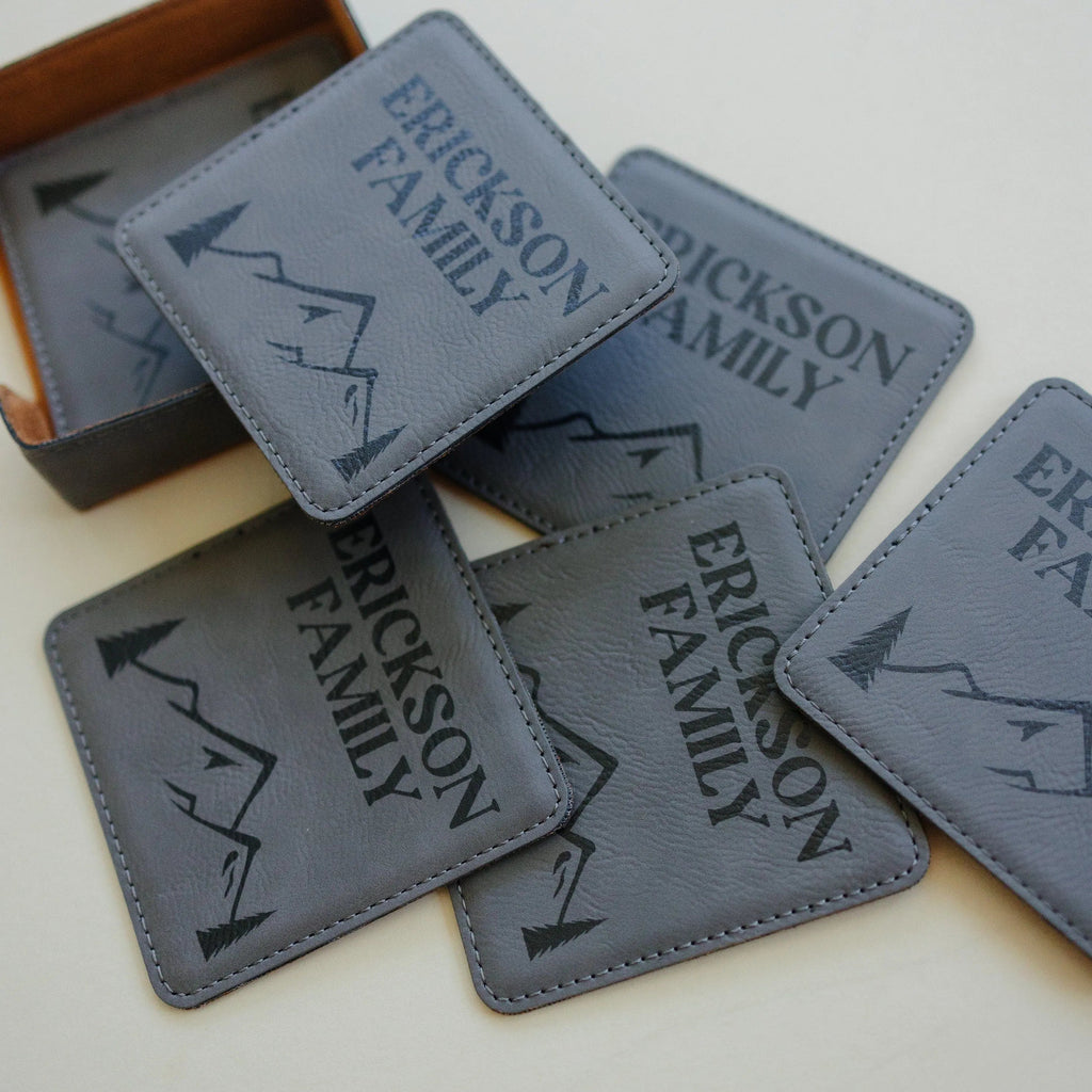 Wedding Gift | Custom Coaster Set | Bridal Shower Gift | Personalized Wedding Gift For Couple | Housewarming Gift | Set Of 6