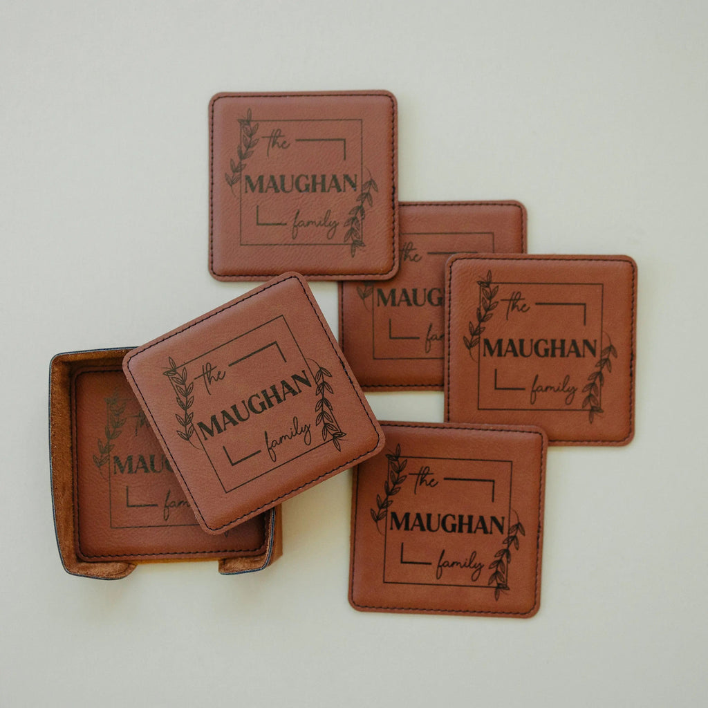 Wedding Gift | Custom Coaster Set | Bridal Shower Gift | Personalized Wedding Gift For Couple | Housewarming Gift | Set Of 6