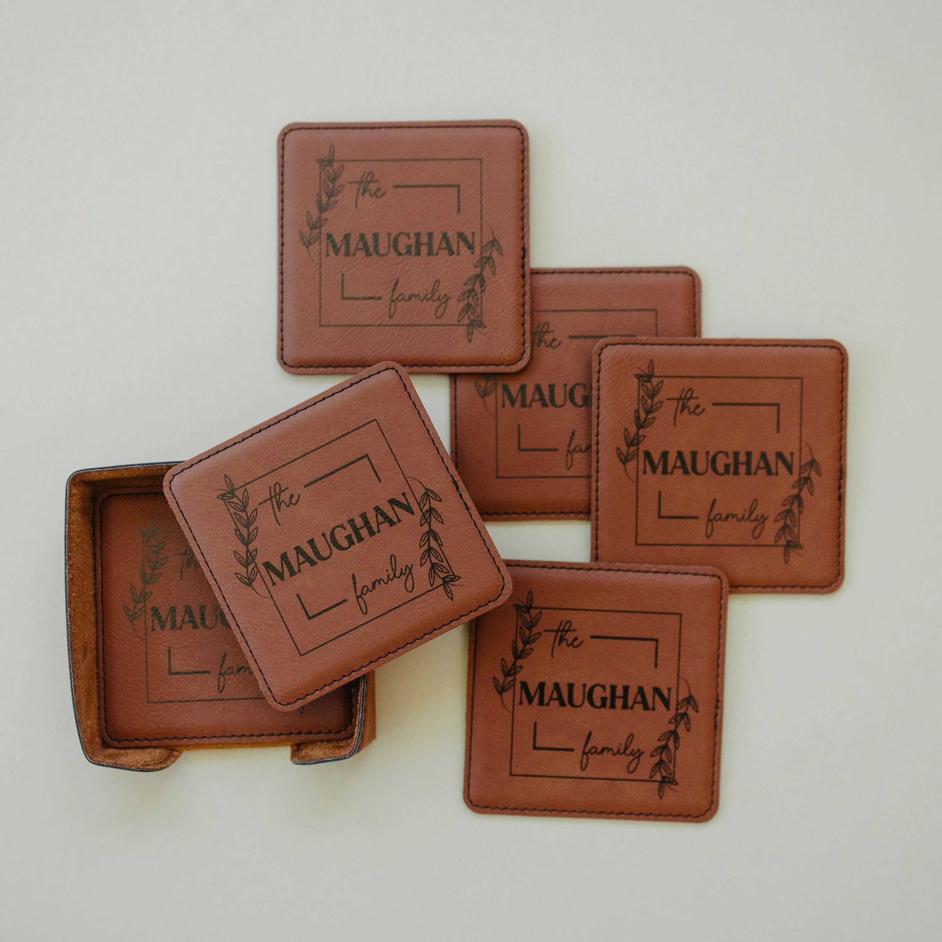 Wedding Gift | Custom Coaster Set | Bridal Shower Gift | Personalized Wedding Gift For Couple | Housewarming Gift | Set Of 6