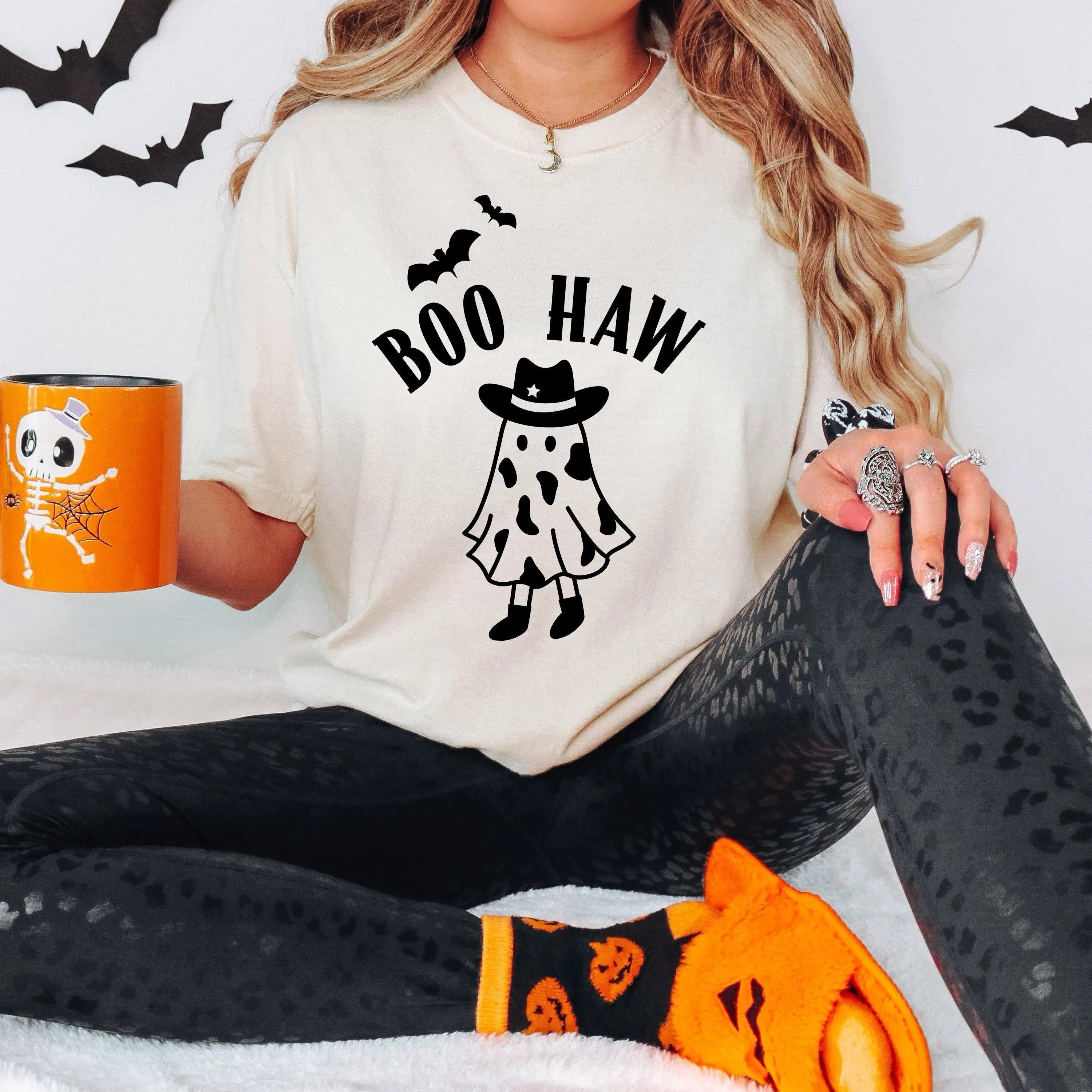 Boo Haw Cowgirl Retro Comfort Colors Halloween T-shirt