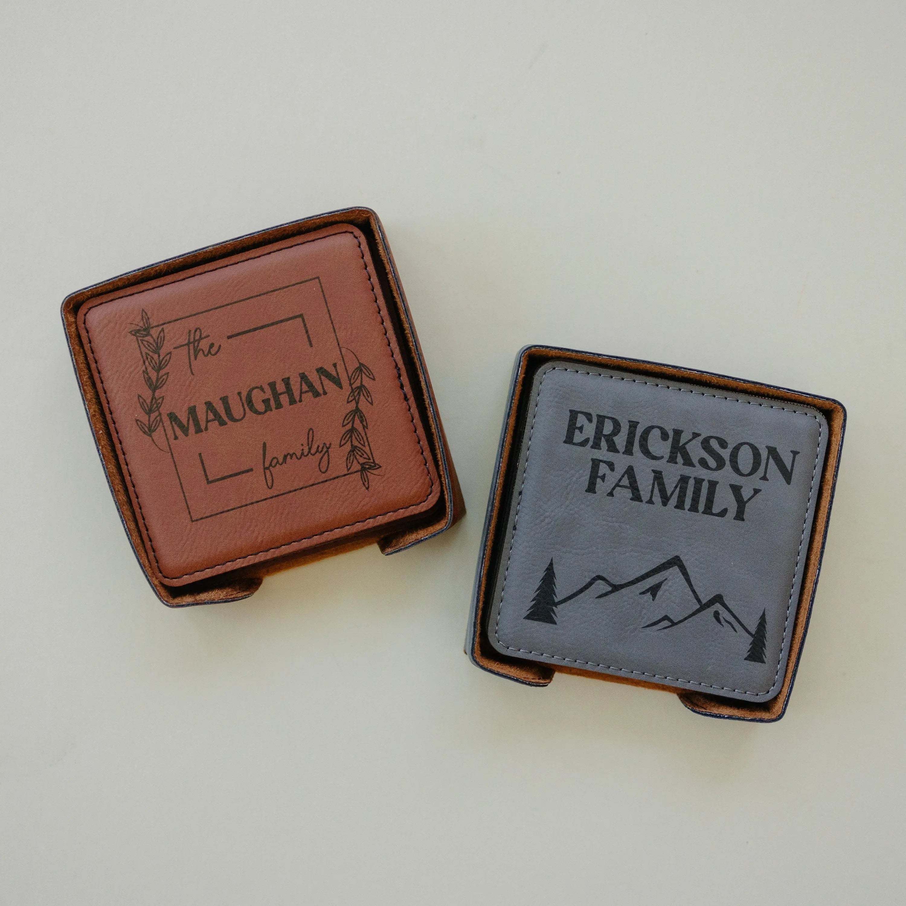 Wedding Gift | Custom Coaster Set | Bridal Shower Gift | Personalized Wedding Gift For Couple | Housewarming Gift | Set Of 6