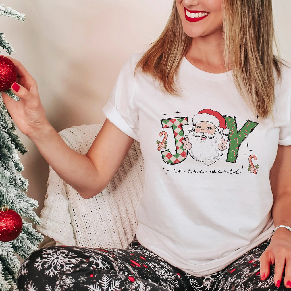 Merry Christmas Shirt, Joy to the World Santa Christmas Shirt, Christmas Family Shirt, Christmas tees