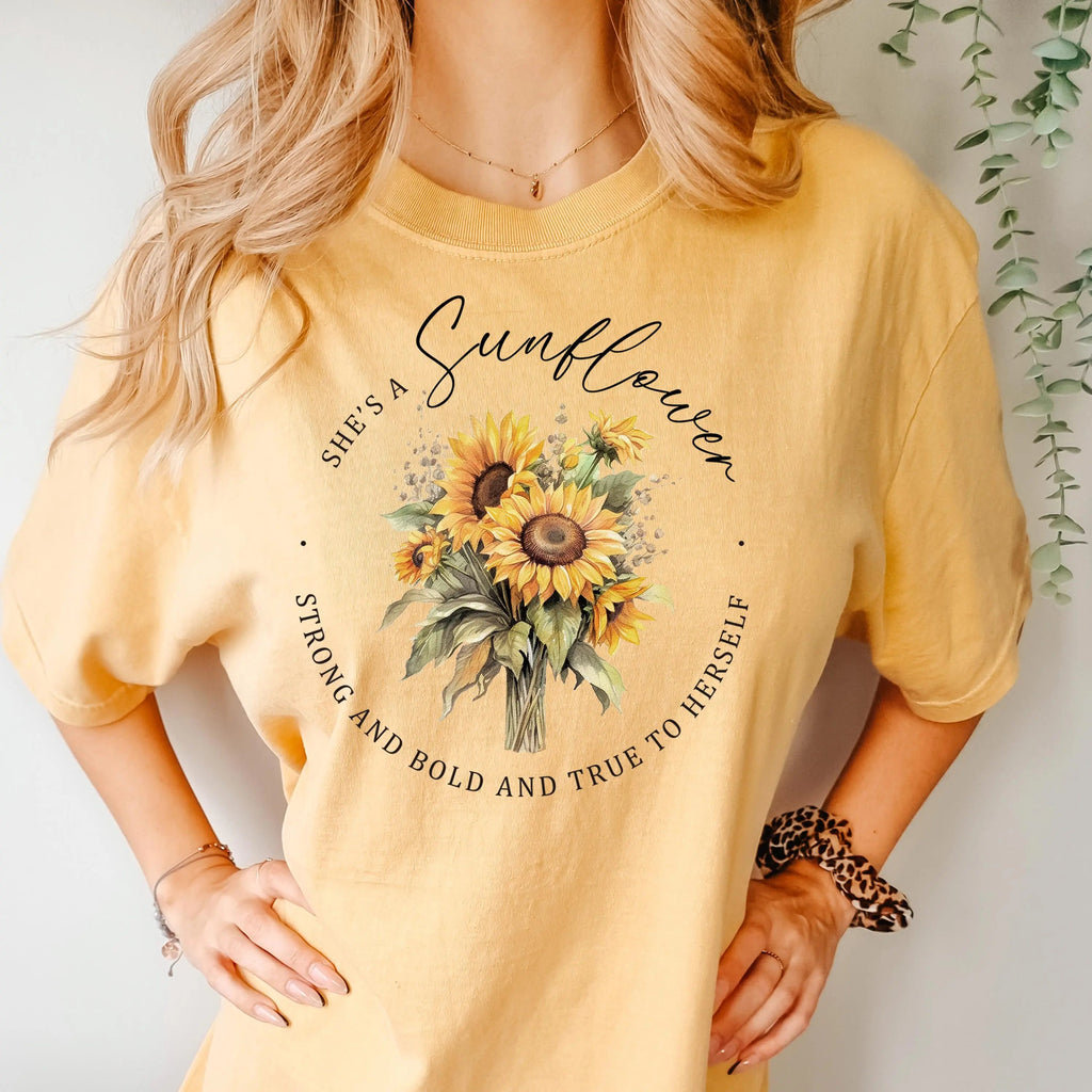 Sunflower Graphic Tee – Comfort Colors Shirt | Retro Boho Style, Soft Cotton