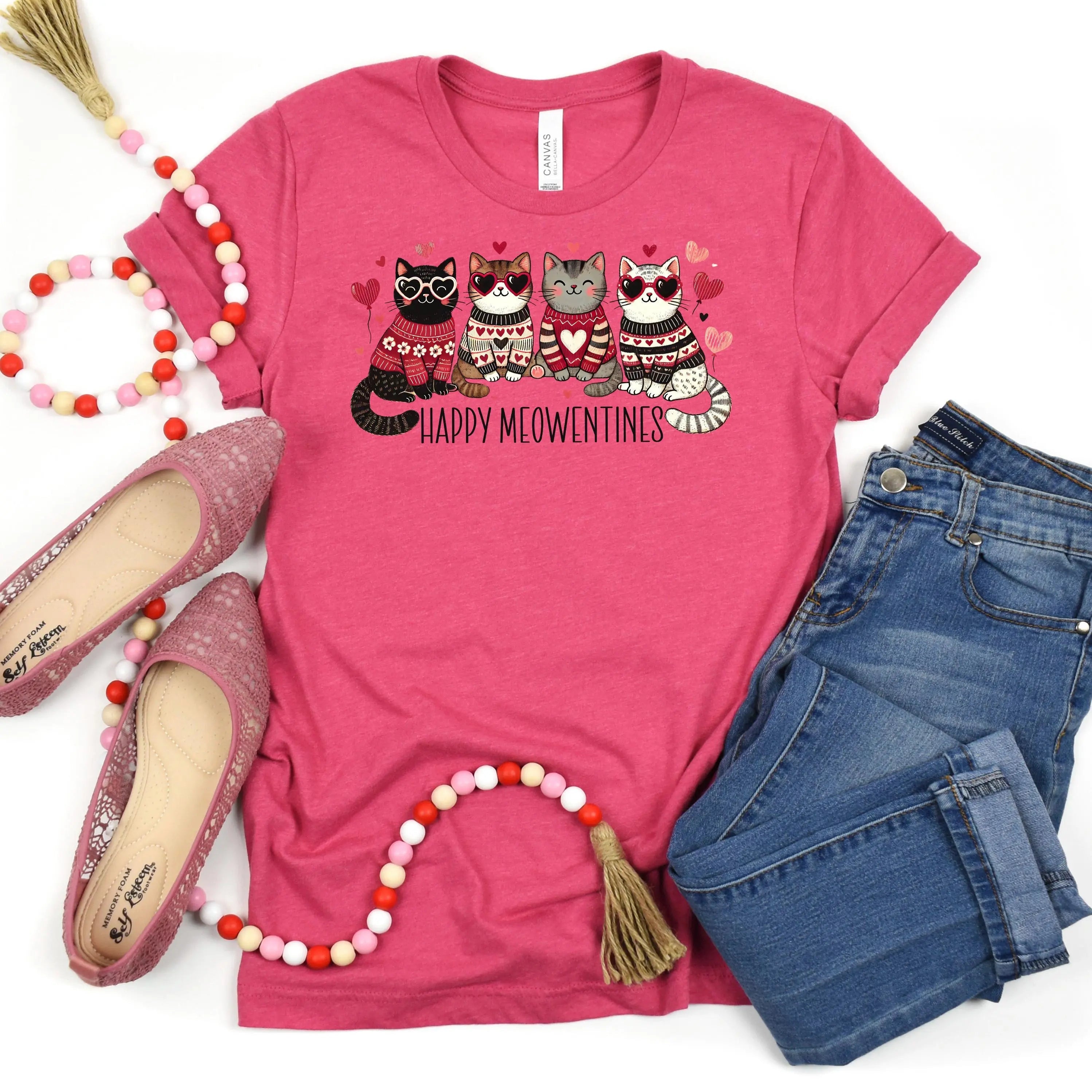 Cat Valentines Shirt, valentine day shirt pink kittens, womens valentine shirt gift for cat lover