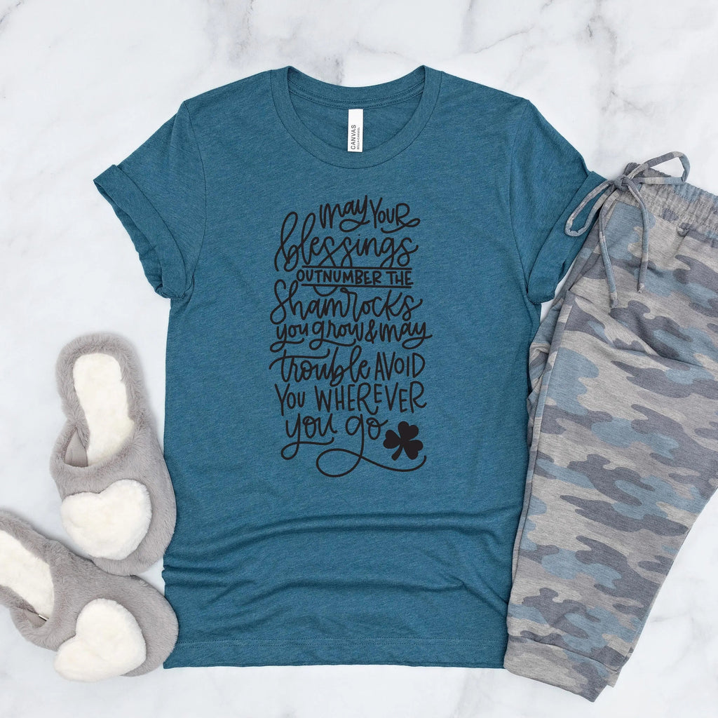 Irish Blessing Shirt, Shamrocks Tee, Ireland Gift for Her, Unisex Bella Canvas T-shirt with Irish Blessing