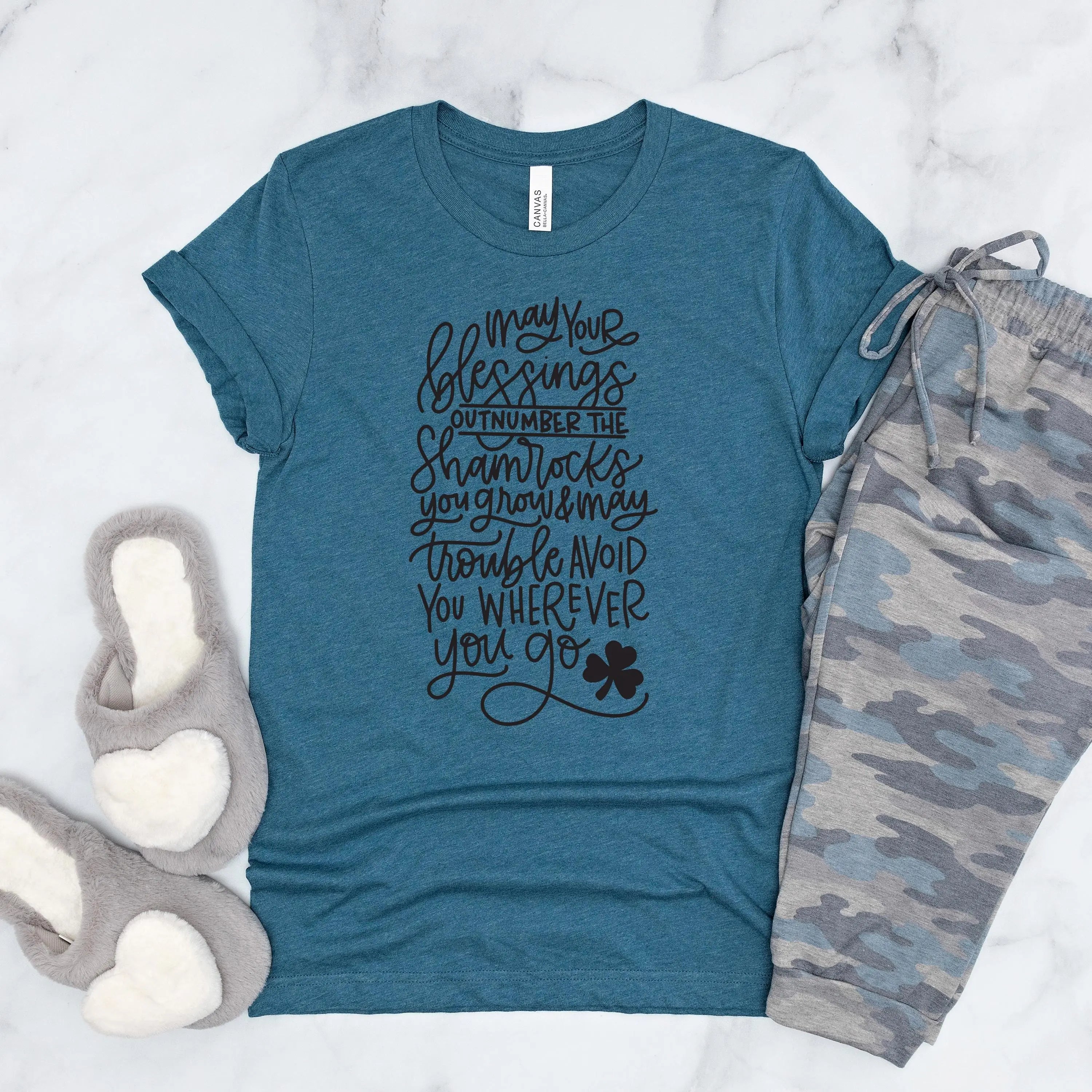 Irish Blessing Shirt, Shamrocks Tee, Ireland Gift for Her, Unisex Bella Canvas T-shirt with Irish Blessing
