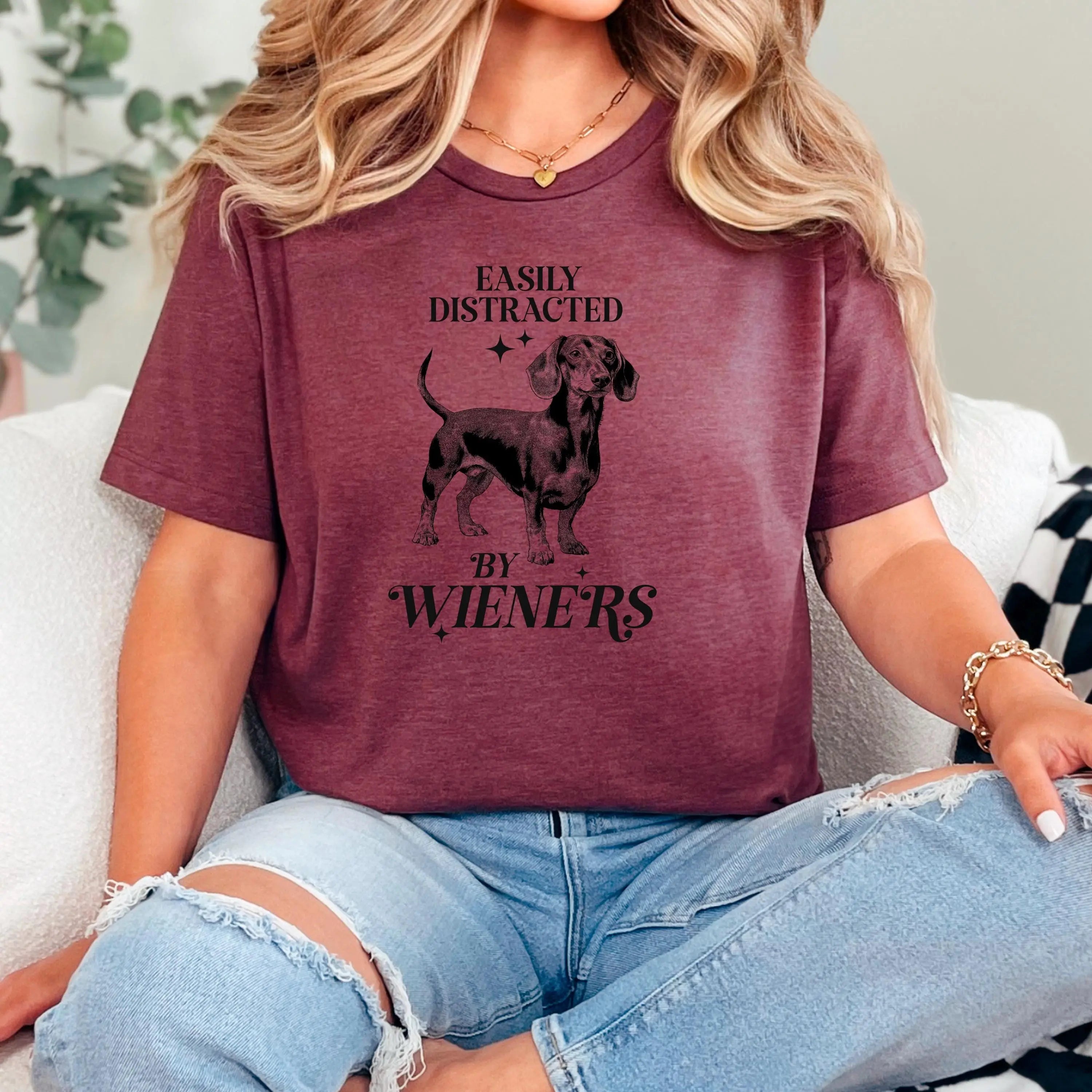 Dachshund T-shirt "Easily Distracted by Wieners" Bella + Canvas Unisex Dog Tee Doxie Lover Gift