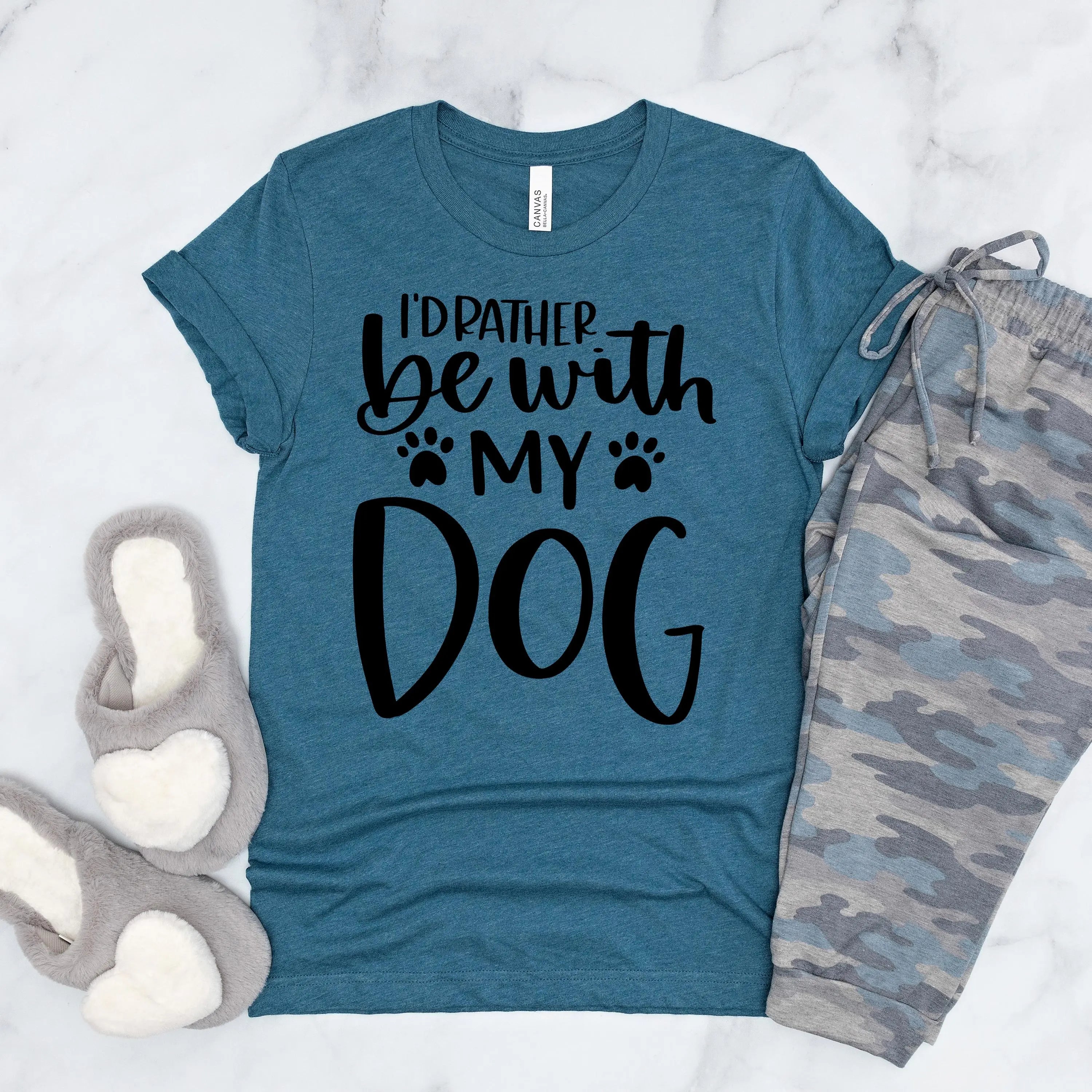Dog Mom Tshirt I’d Rather Be With My Dog Bella Canvas Tee
