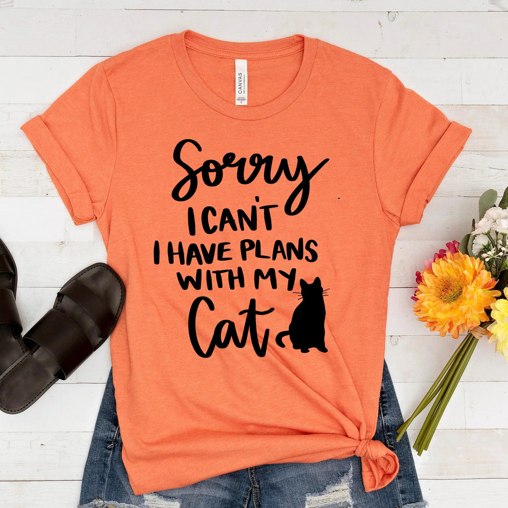 Cat t shirt Sorry I Can't, I Have Plans with My Cat Bella + Canvas Unisex T-Shirt, Cat mom shirt, Cat Lady Gift