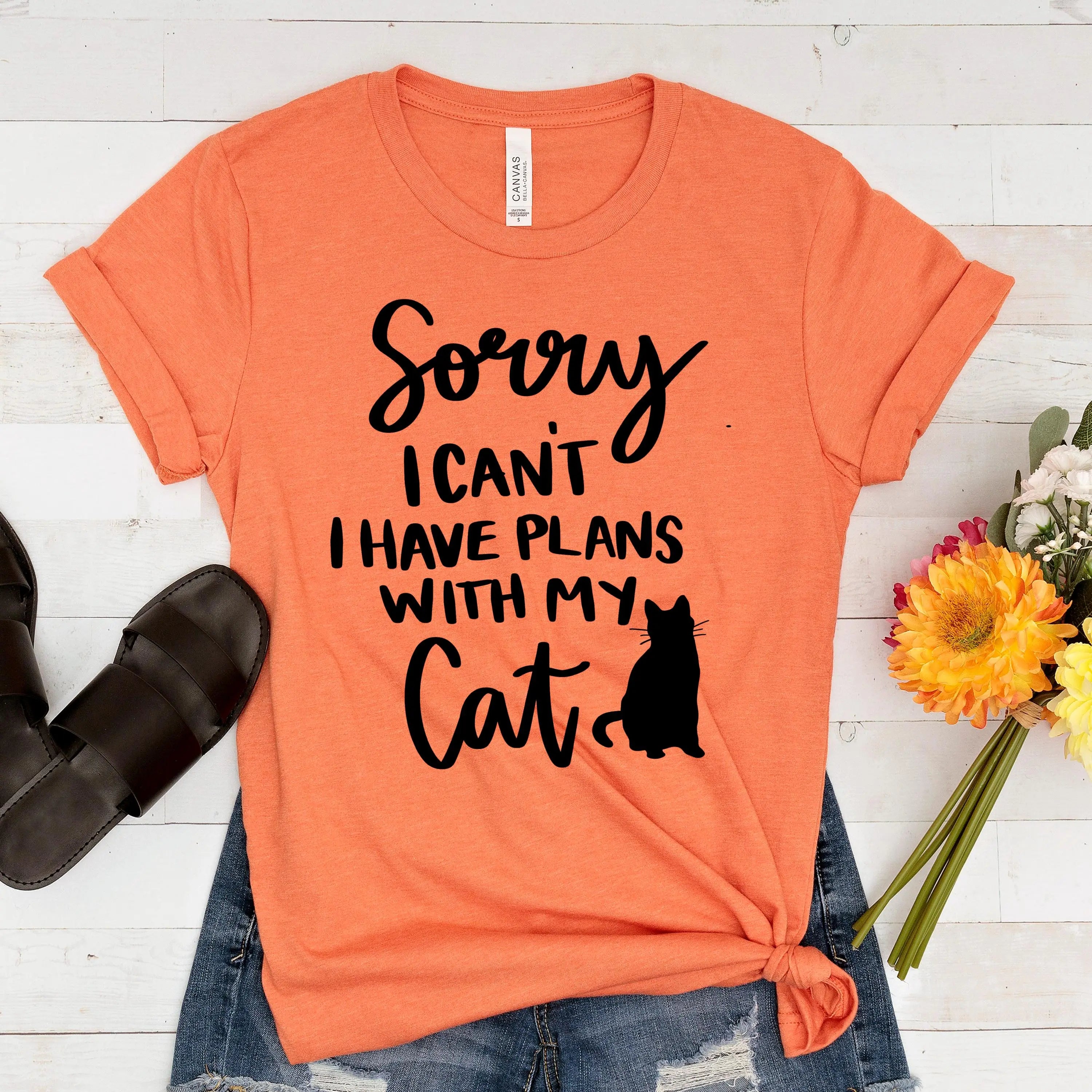 Cat t shirt Sorry I Can't, I Have Plans with My Cat Bella + Canvas Unisex T-Shirt, Cat mom shirt, Cat Lady Gift