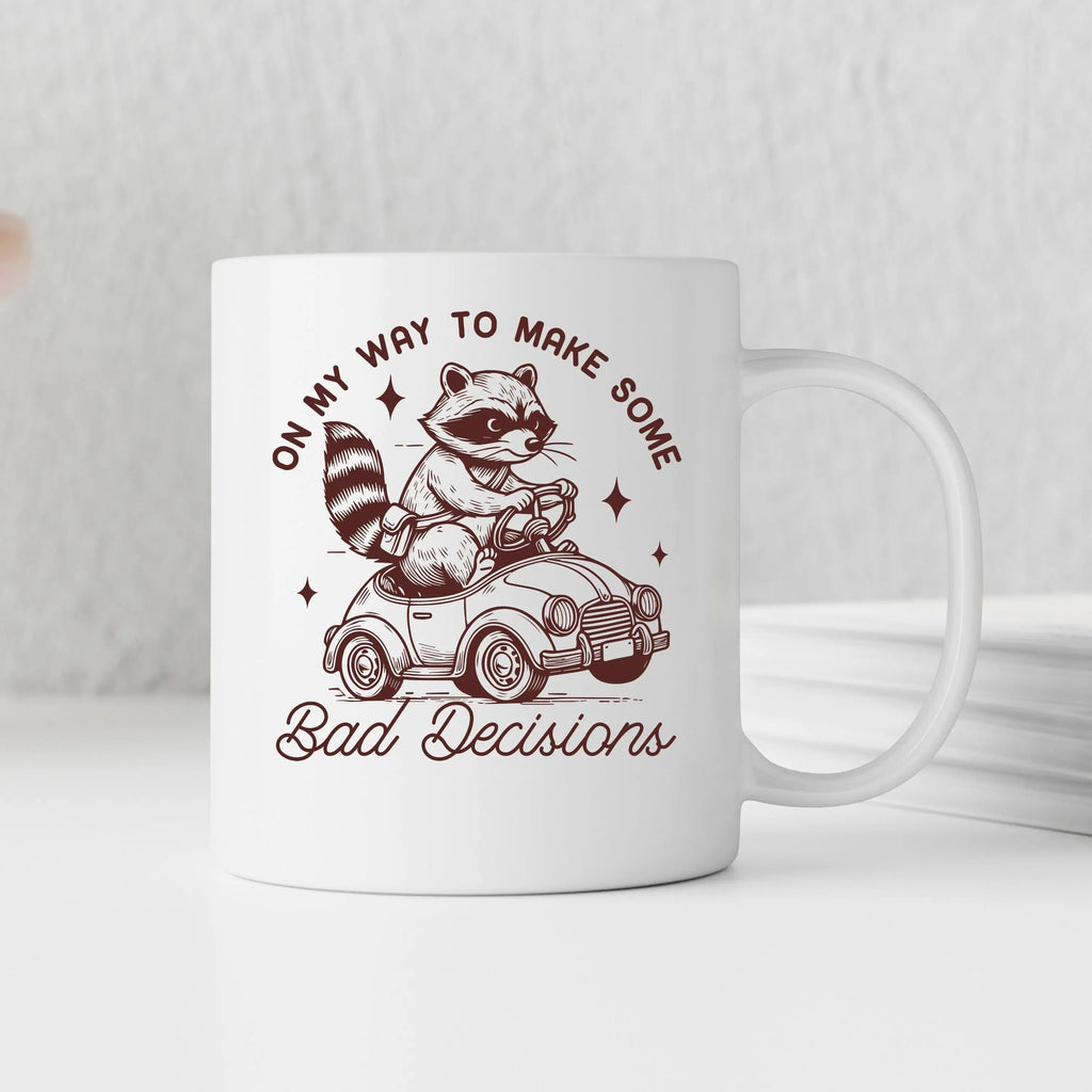 Raccoon Mug On My Way to Make Some Bad Decisions – Funny Raccoon Coffee Mug - Raccoon Driving Humor Gift