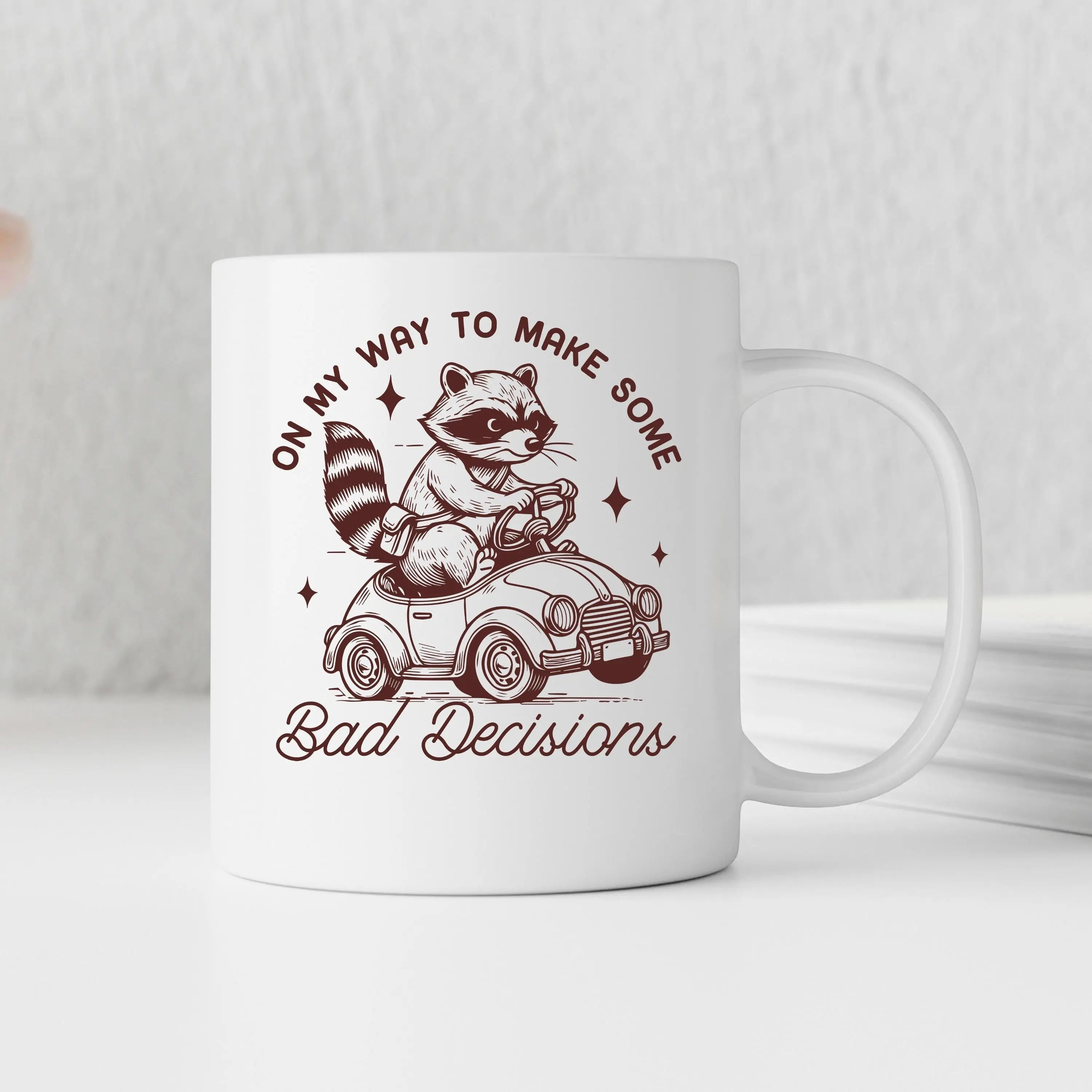 Raccoon Mug On My Way to Make Some Bad Decisions – Funny Raccoon Coffee Mug - Raccoon Driving Humor Gift