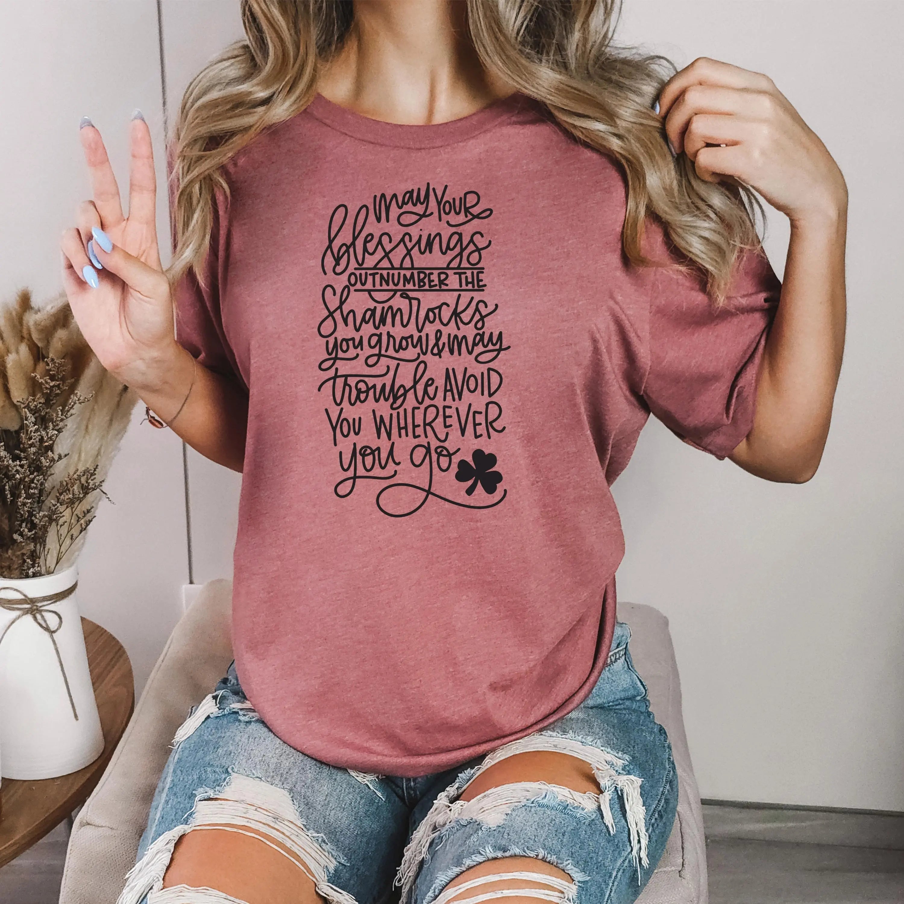 Irish Blessing Shirt, Shamrocks Tee, Ireland Gift for Her, Unisex Bella Canvas T-shirt with Irish Blessing