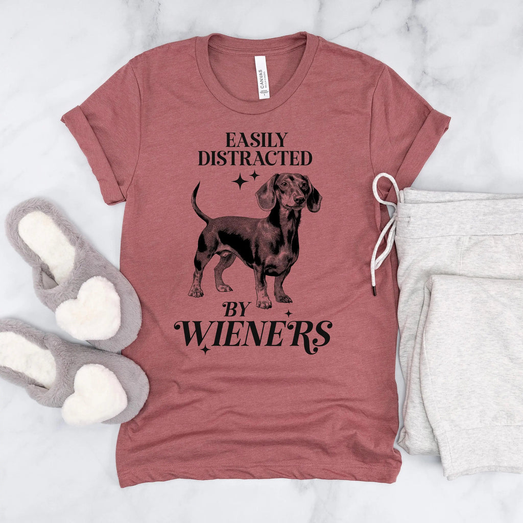Dachshund T-shirt "Easily Distracted by Wieners" Bella + Canvas Unisex Dog Tee Doxie Lover Gift