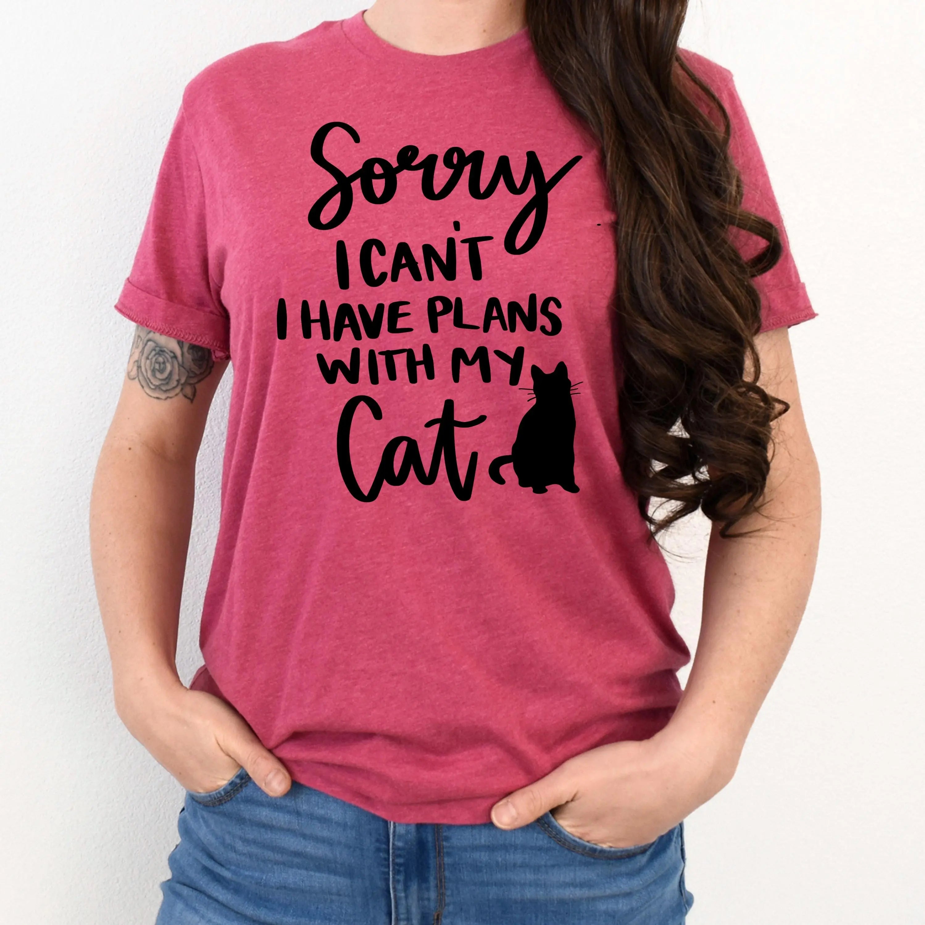 Cat t shirt Sorry I Can't, I Have Plans with My Cat Bella + Canvas Unisex T-Shirt, Cat mom shirt, Cat Lady Gift