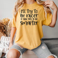 Funny Sarcastic Quote Shirt For Women – I'll Try To Be Nicer If You Try To Be Smarter Tee – Sassy Graphic T Shirt With Attitude