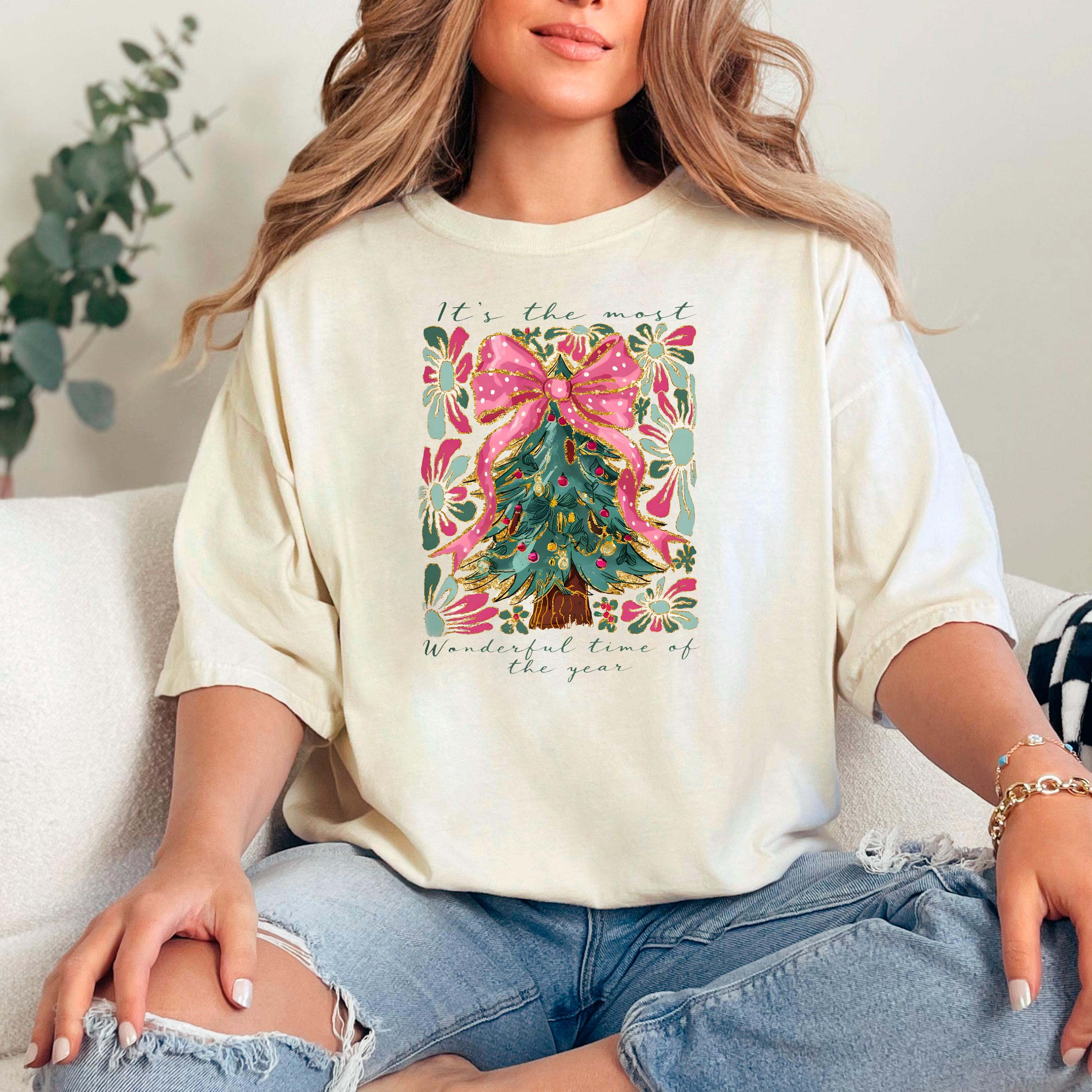 Most Wonderful Time of Year T-Shirt Comfort Colors Christmas Tree Graphic Holiday Pajama Top Cozy Gift