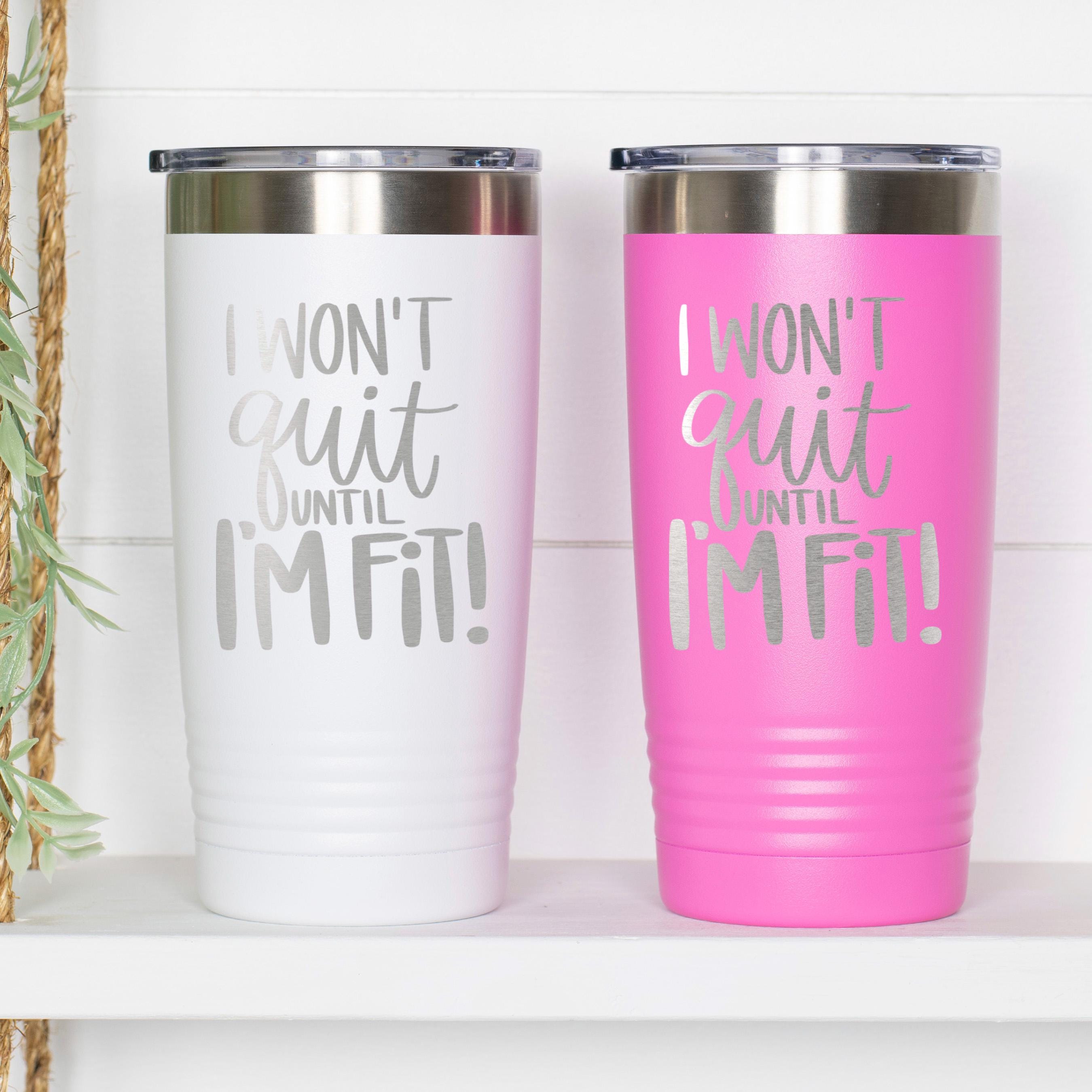 Workout Fitness Tumbler 20 oz engraved stainless steel insulated black tumbler with motivational quote for gym, sports, and active lifestyle
