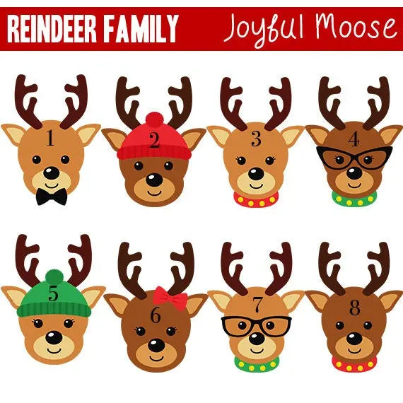 Christmas Ornament Reindeer - Custom Family of 4 Gift Idea under 15 - Black Friday Shopping Christmas Ornaments