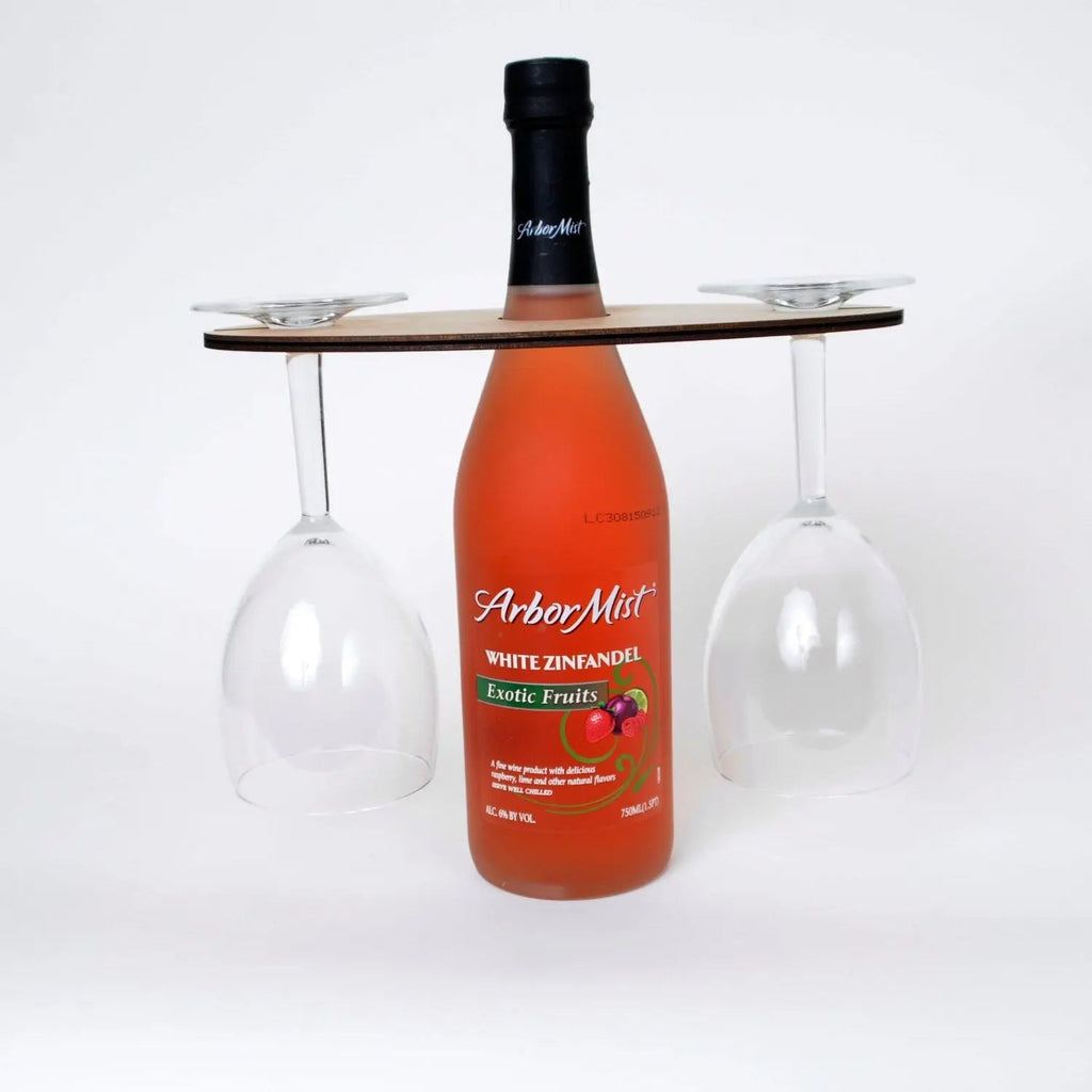 Wine Glass Holder - Wedding Gift - Eat Drink & Be Married - Personalized Wood Wine Glass Carrier