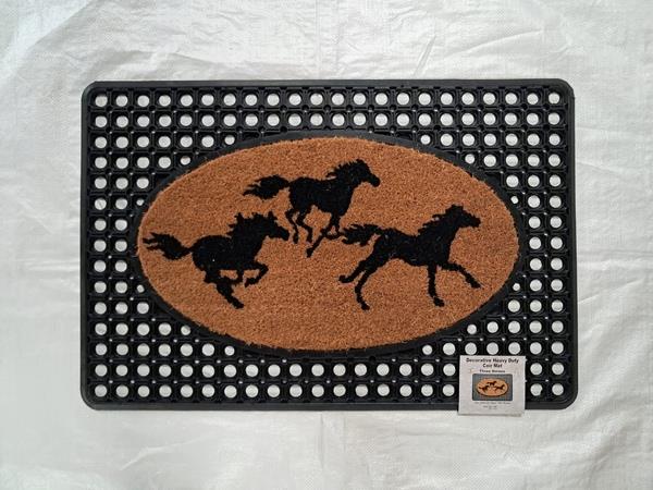 Flexgard Coco Entrance Mat Three Horse Design Non-Slip Heavy Duty Dirt Trapper