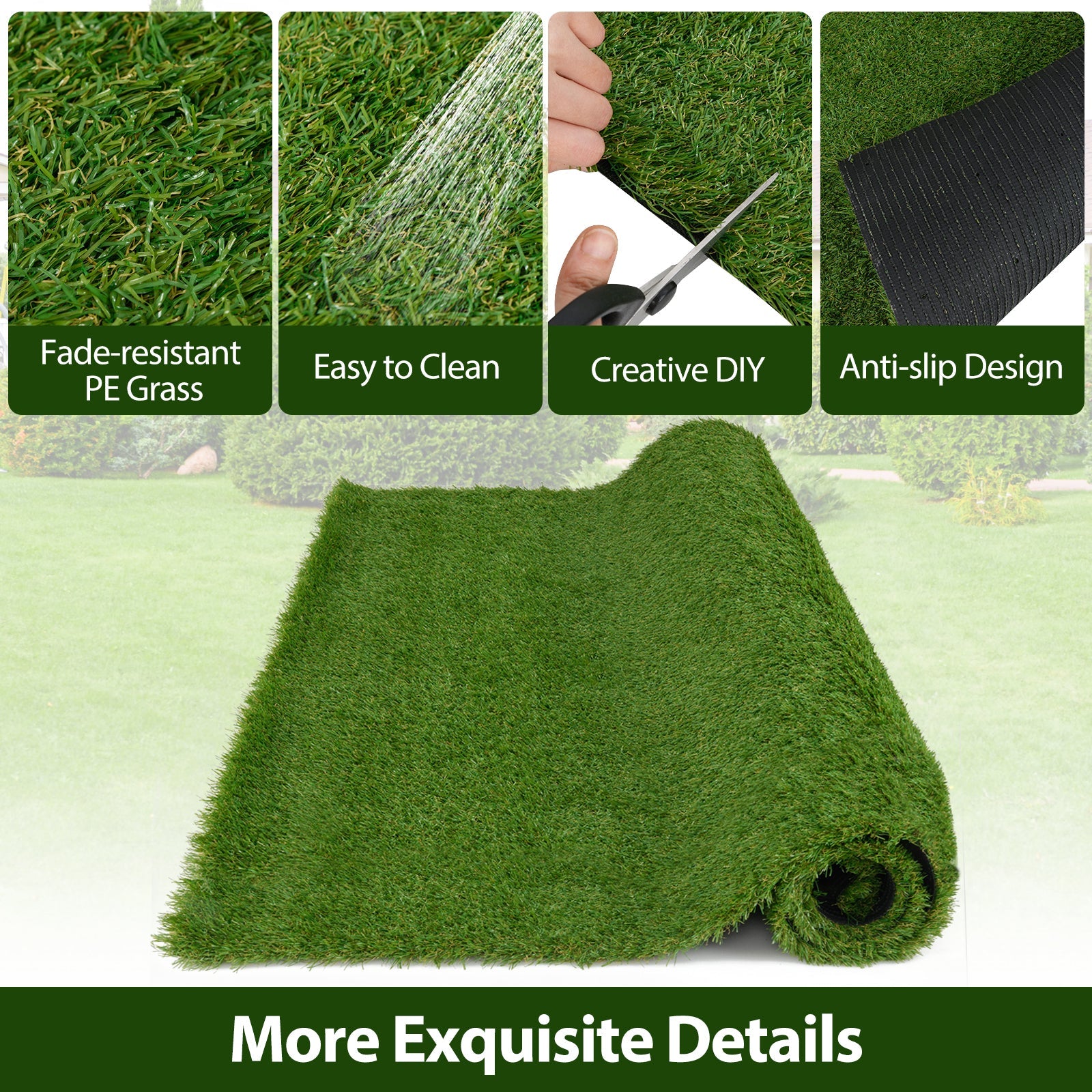 Indoor Outdoor Synthetic Turf Mat with Drainage Holes