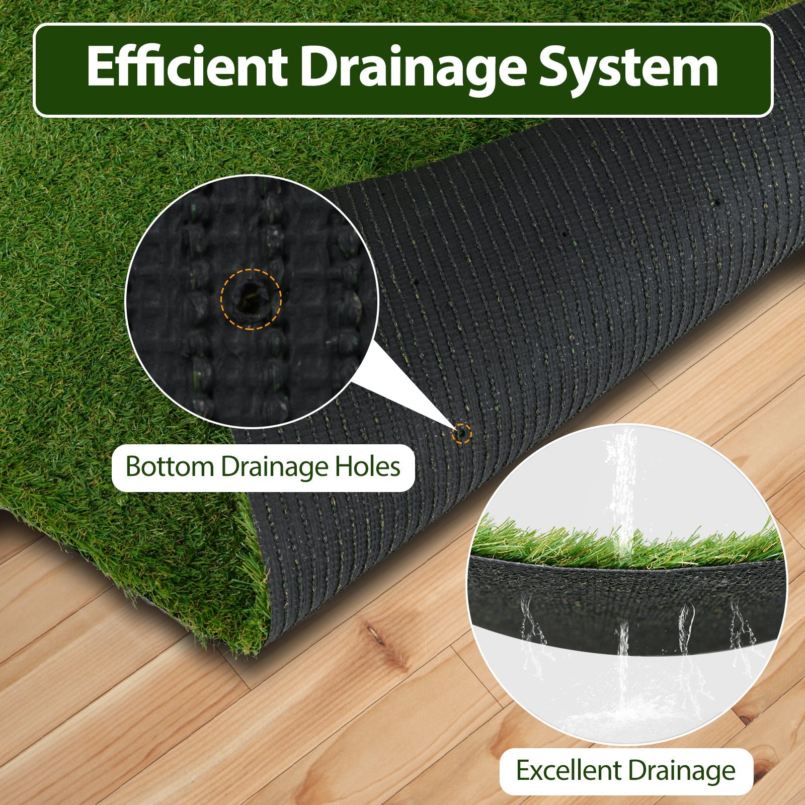 Indoor Outdoor Synthetic Turf Mat with Drainage Holes