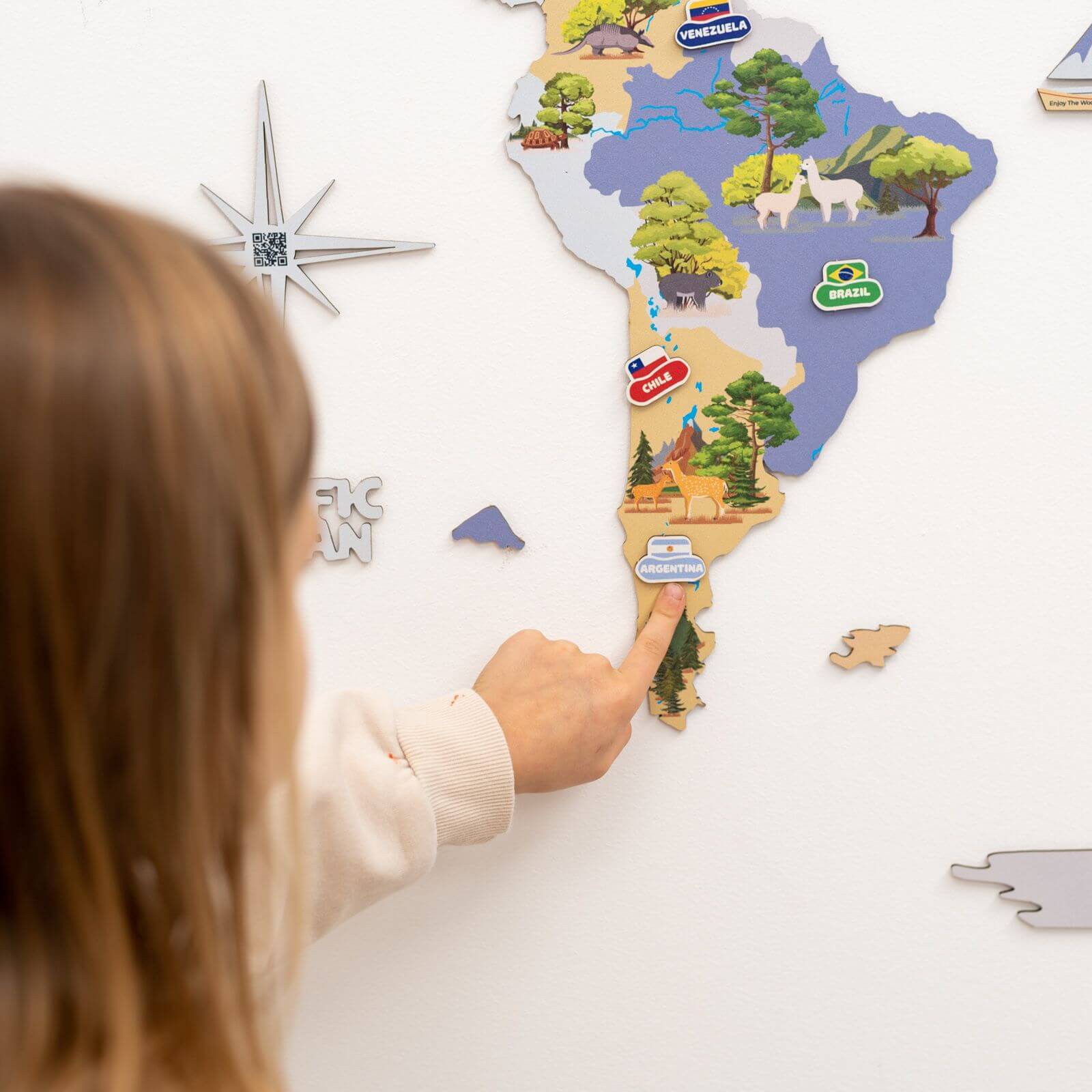 Animal World Map Indigo