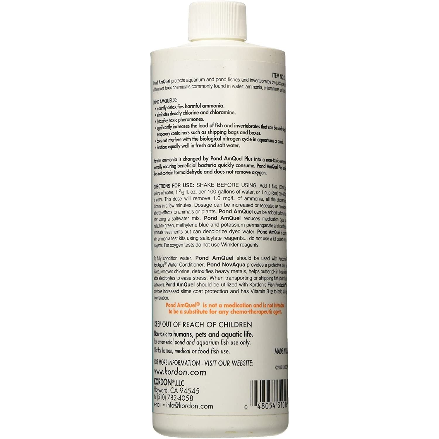 Kordon Pond Amquel Liquid 16oz - Complete Water Detoxifier for Fresh & Saltwater Aquariums 2-Pack