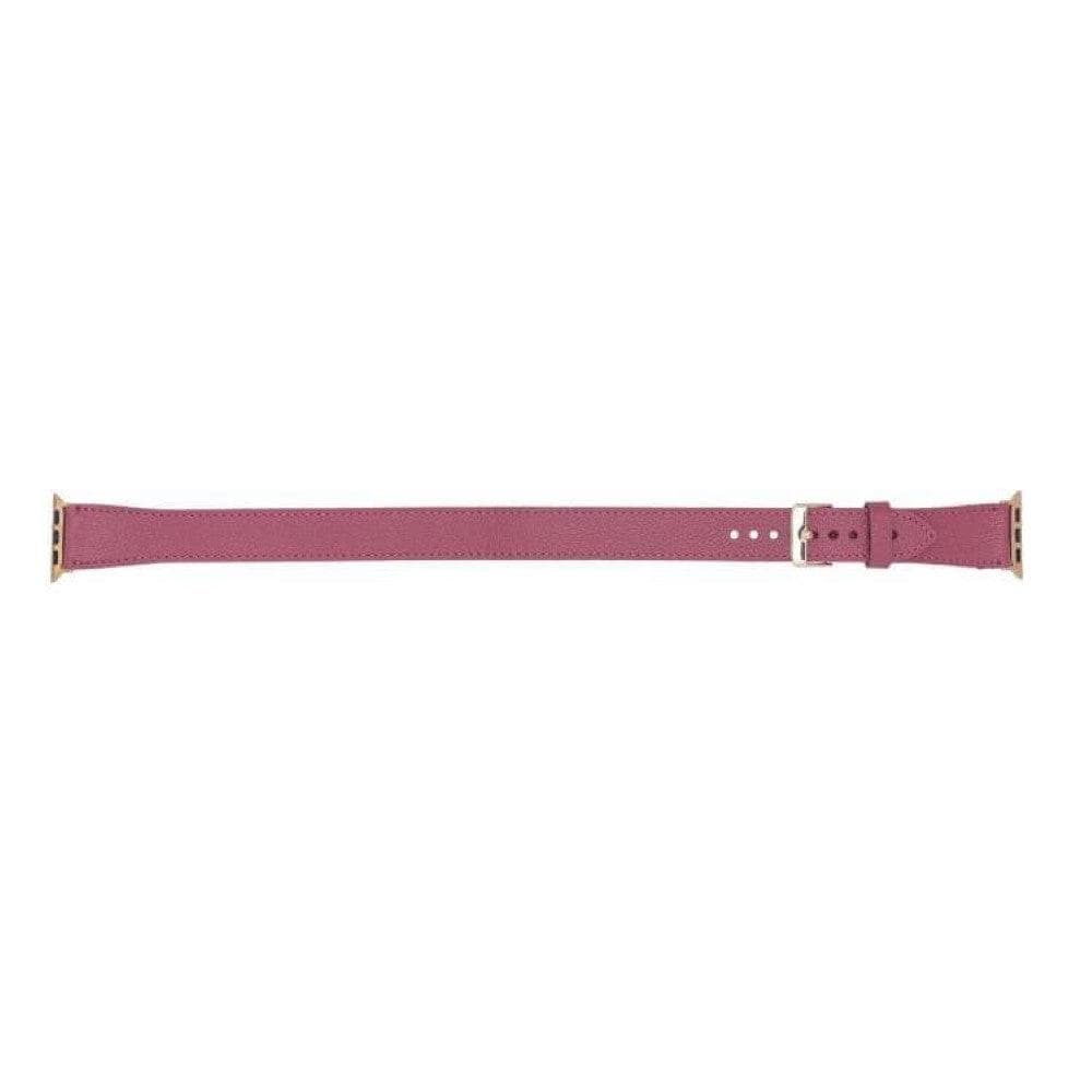 Luxury Double Wrap Dark Pink Leather Apple Watch Band - San Diego