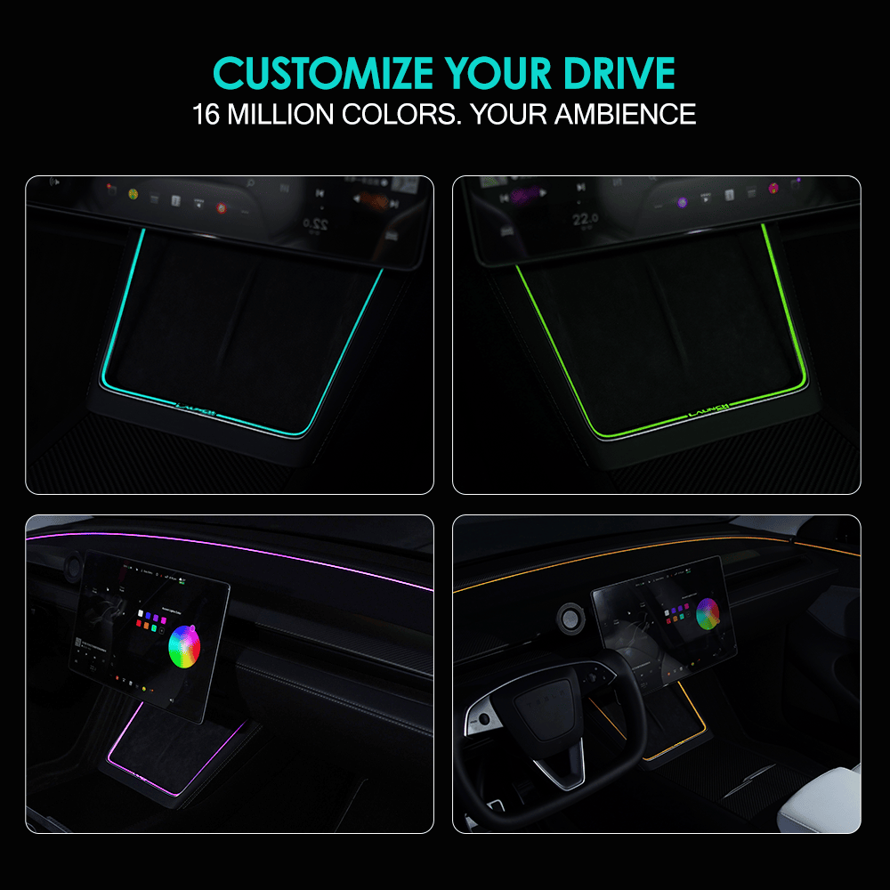 Laser-Carved Ambient Light for Model Y Juniper / YL Wireless Charging Port | TESERY