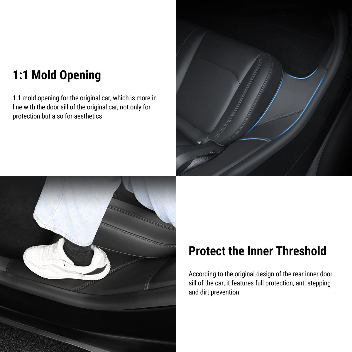 Leather Rear Door Sill Protector for Tesla Model Y 2020-2025.03