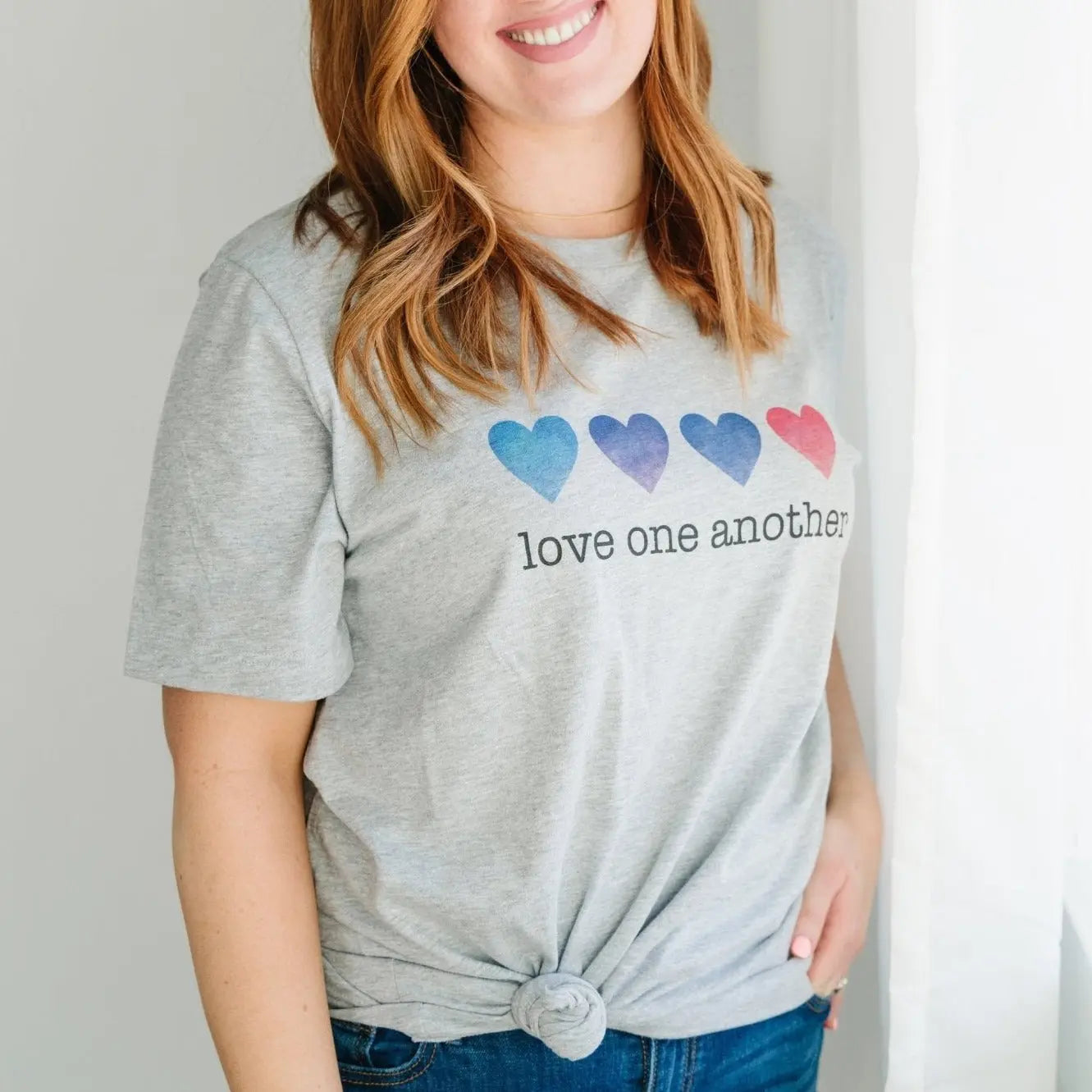 Love One Another Tshirt, Watercolor Hearts Womans Tee, tshirt women, Love T-shirt, heart tshirt, best friend gifts, gift for friend