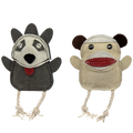 Natural Leather Wee Buddies Sock Monkey & Raccoon Dog Toys, 2 Pack