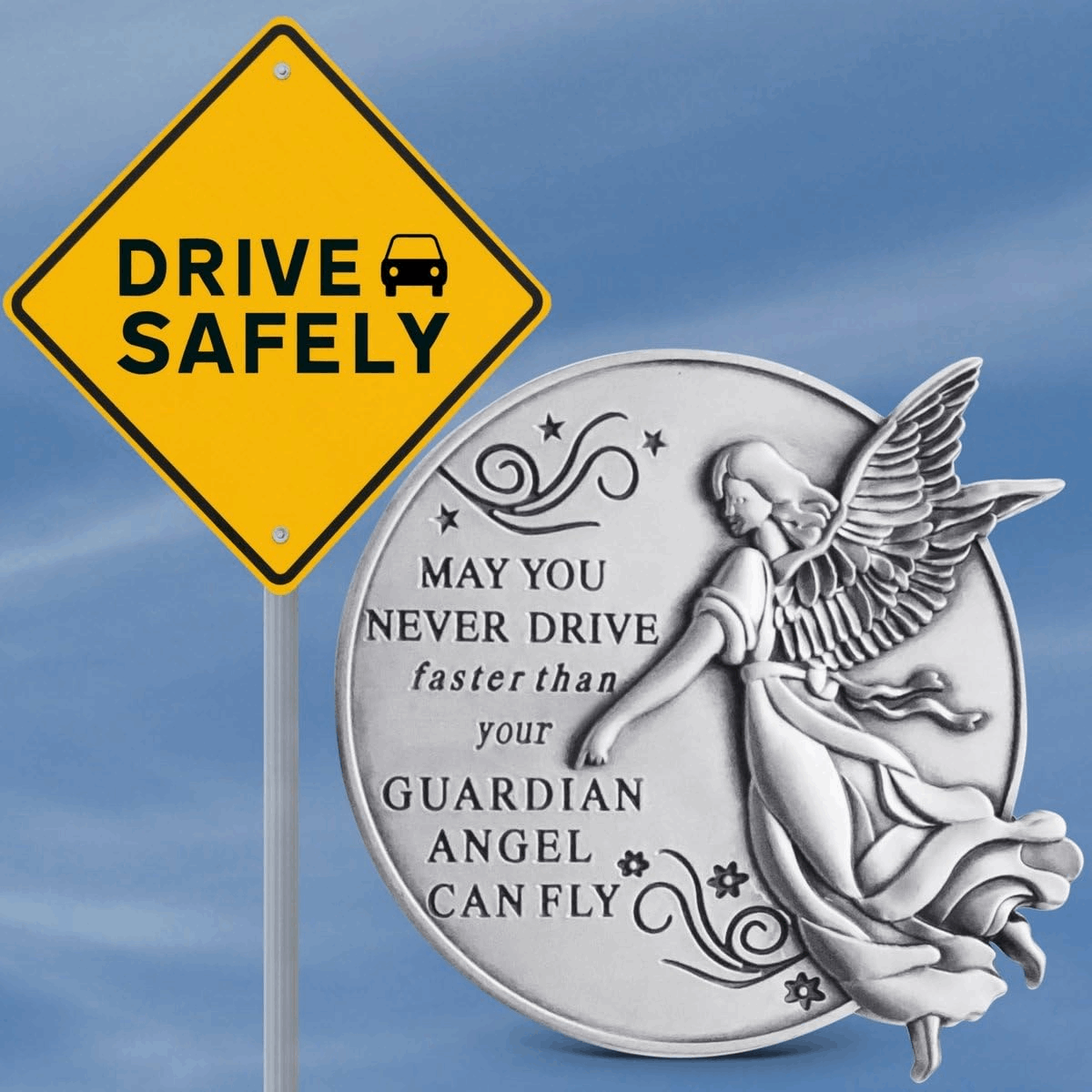 Guardian Angel Car Visor Clip - Metal Auto Accessory Gift for New Drivers