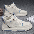Men's new breathable high top shoes for male students, trendy and versatile white shoes, thick soled sports and leisure board shoes