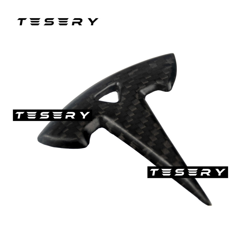 Model 3 / Y Steering Wheel Logo Cover - Carbon Fiber Interior Mods