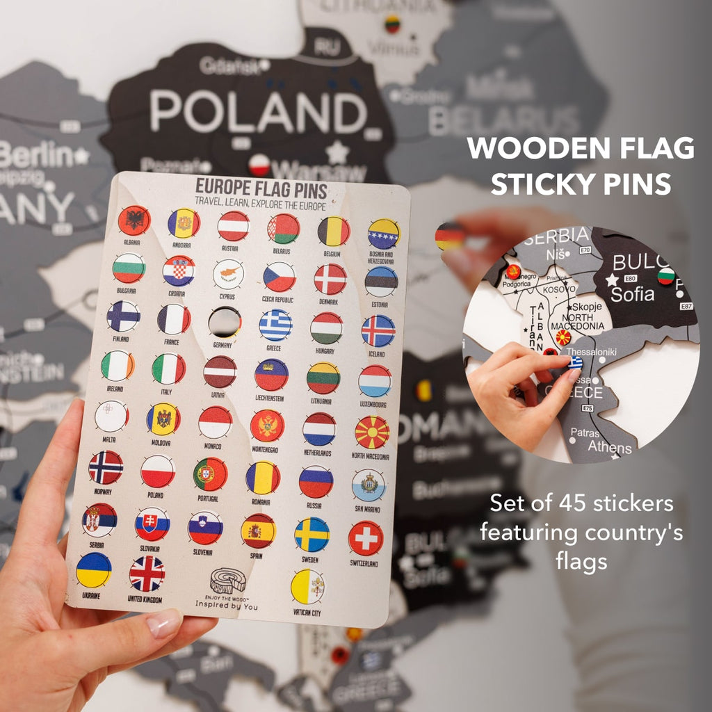 3D Europe Wooden Map Nordik