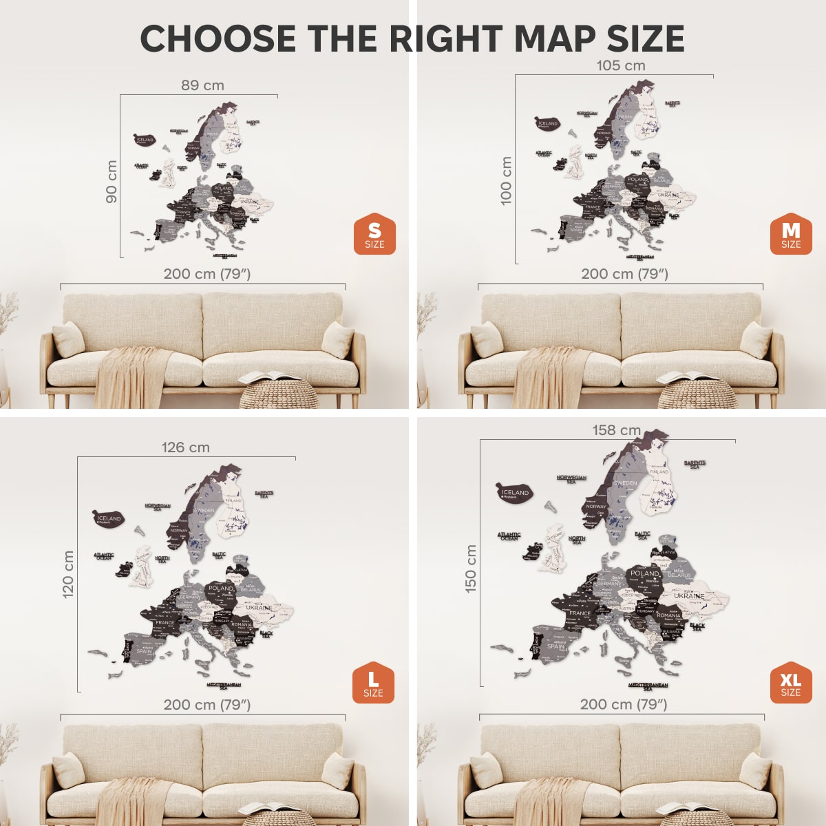3D Europe Wooden Map Nordik
