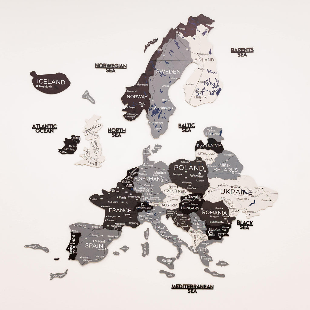3D Europe Wooden Map Nordik