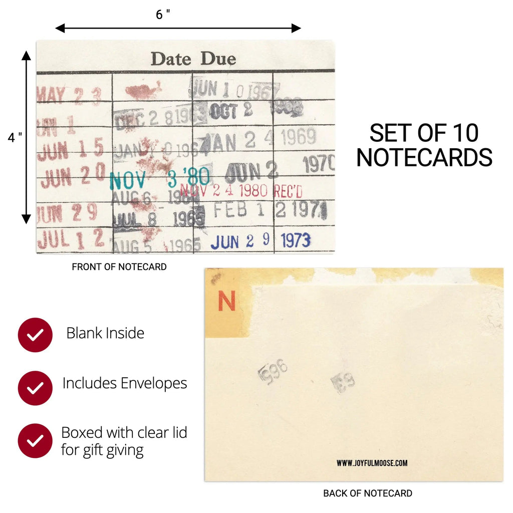 Library Book Due Date Blank Notecard Set